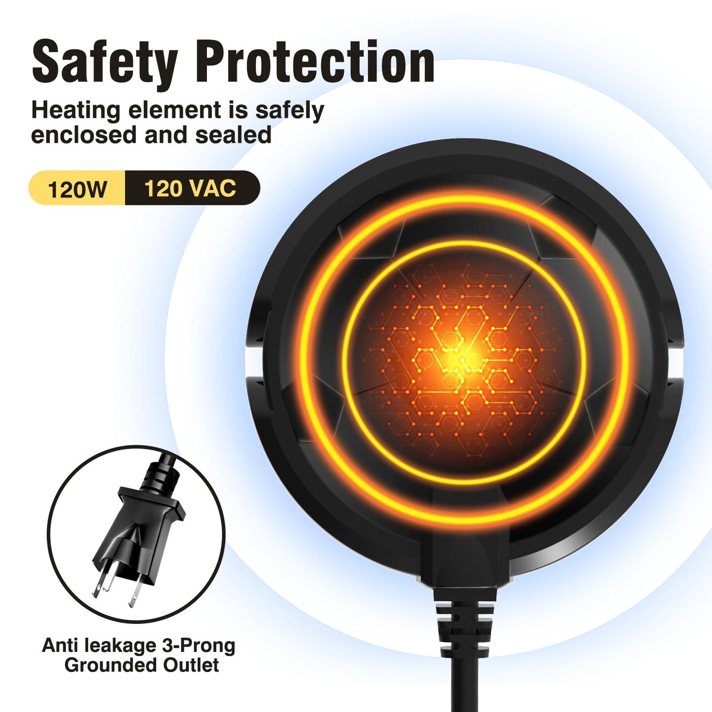 Bird Bath Heater for Outdoors in Winter, 120W Birdbath Heaters for Outdoor Bird Bath Deicer Pond De-icer with Thermostatically Control, Heated Bird Bath Water Heater for Bird Chicken Livestock (Black)