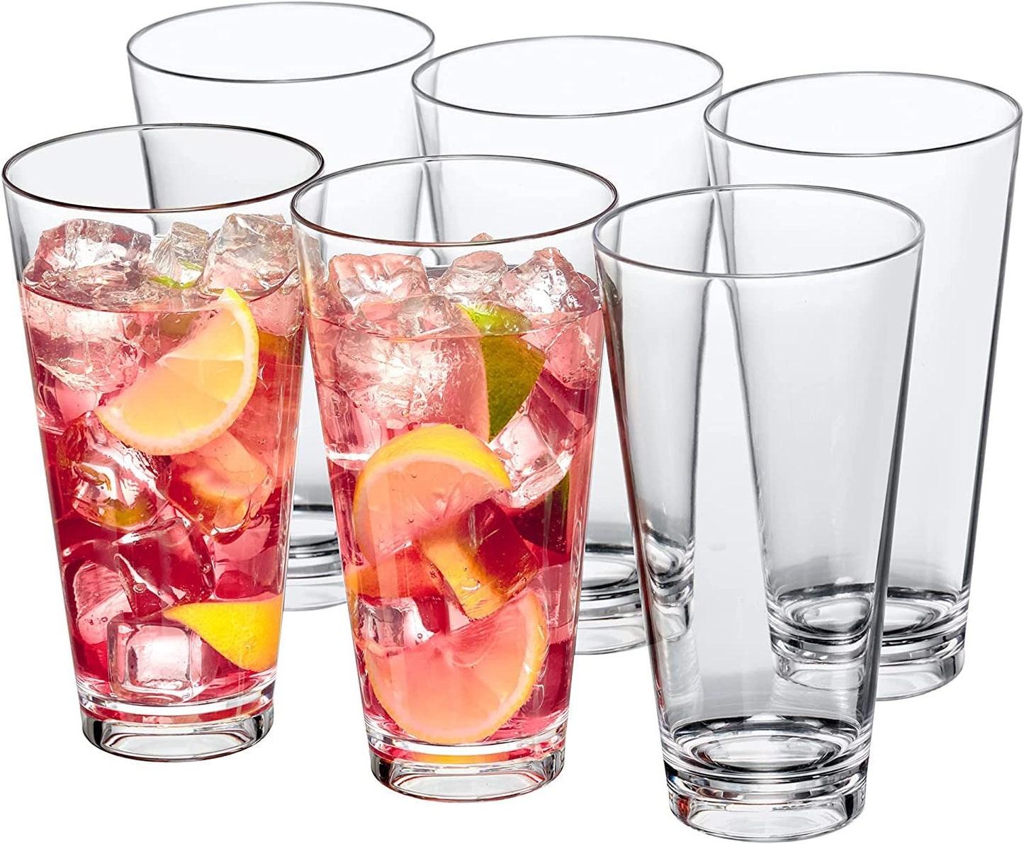 HUIRUMM Drinking Glasses 22 oz, Beer Pint Glasses Set of 6. Large Beer Pint Glass Capacity, Highball Glasses Water Glasses Glass Cups Cup Sets,Perfect for Cold Beverages, Soda, Water - Used in Bar