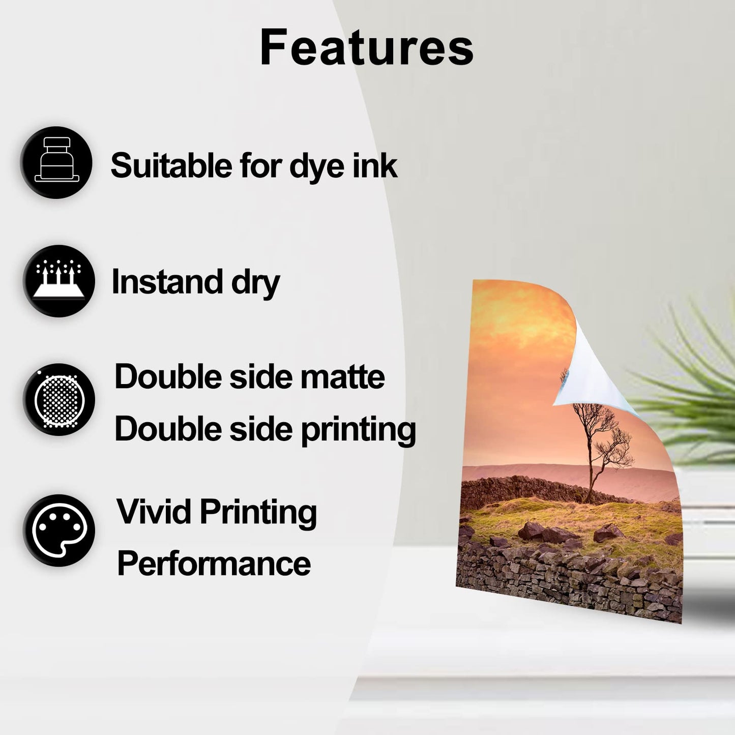 Uinkit Thin Presentation Pape Matte Double Sided 100 Sheets 11x17 130Gsm 6.5 Mil A3 Size for Dye Inkjet Printer A103
