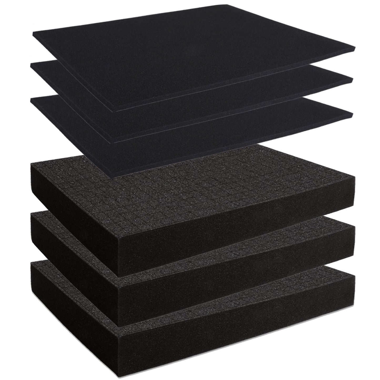 Acrux7 6 PCS Pick Apart Foam Insert, 16 x 12 inch in 2 Thickness (2 inch & 0.4 inch) Pre-Cut Tool Box Foam Polyurethane Padding Sheet for Board Game, Toolbox, Drawer, Pick and Pluck (Black)