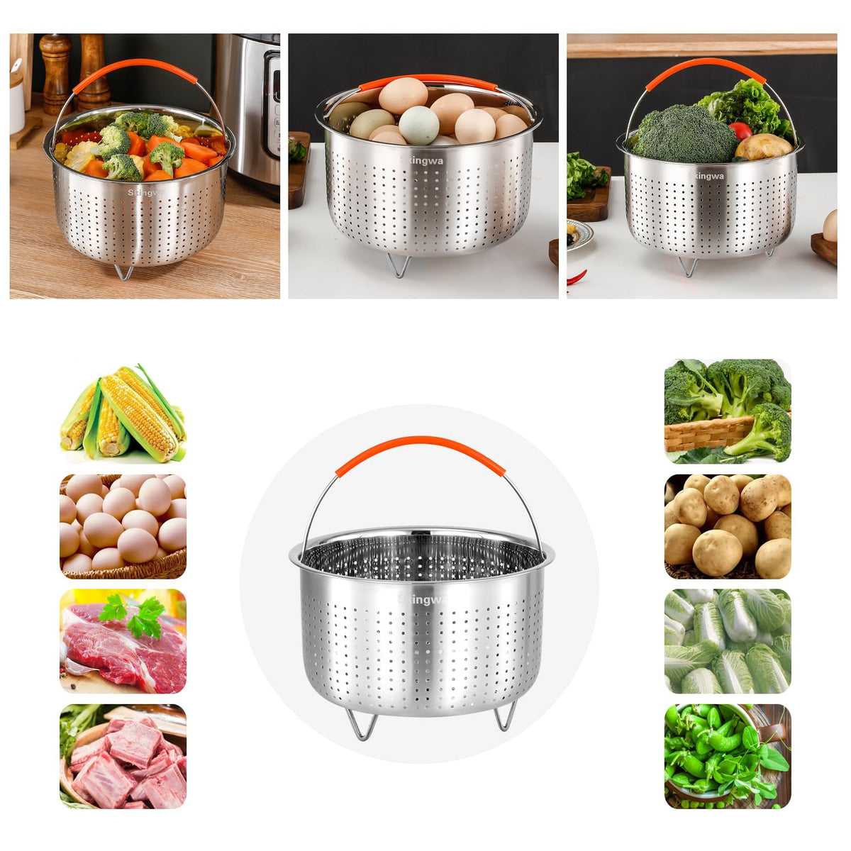 Steamer Basket for Instant Pot, Stainless Steel Vegetable Steamer Basket Insert for Pots (6qt)