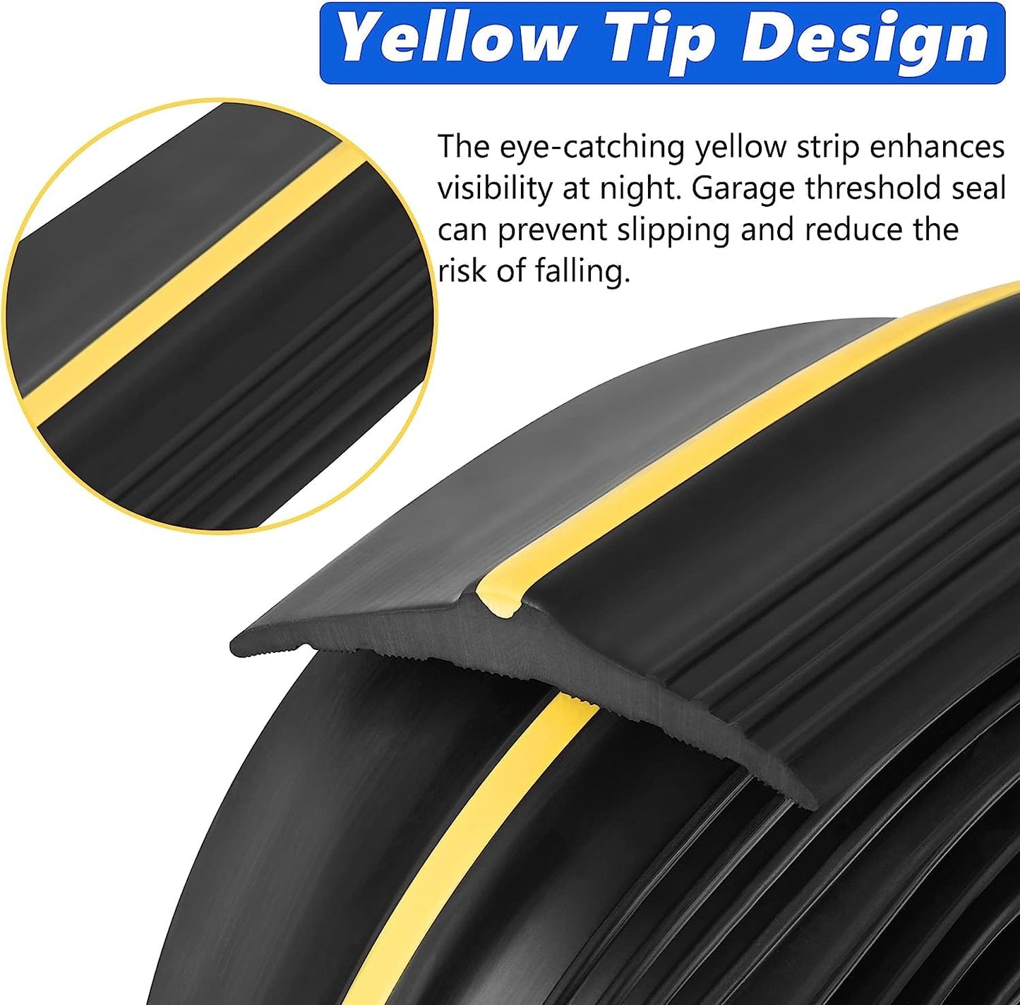 20FT Garage Door Bottom Threshold Seal Strip with 300ml Black Adhesives/Sealants, Universal Rubber DIY Bottom Floor Threshold Seal, Weatherproofing Weather Stripping Replacement (Black)