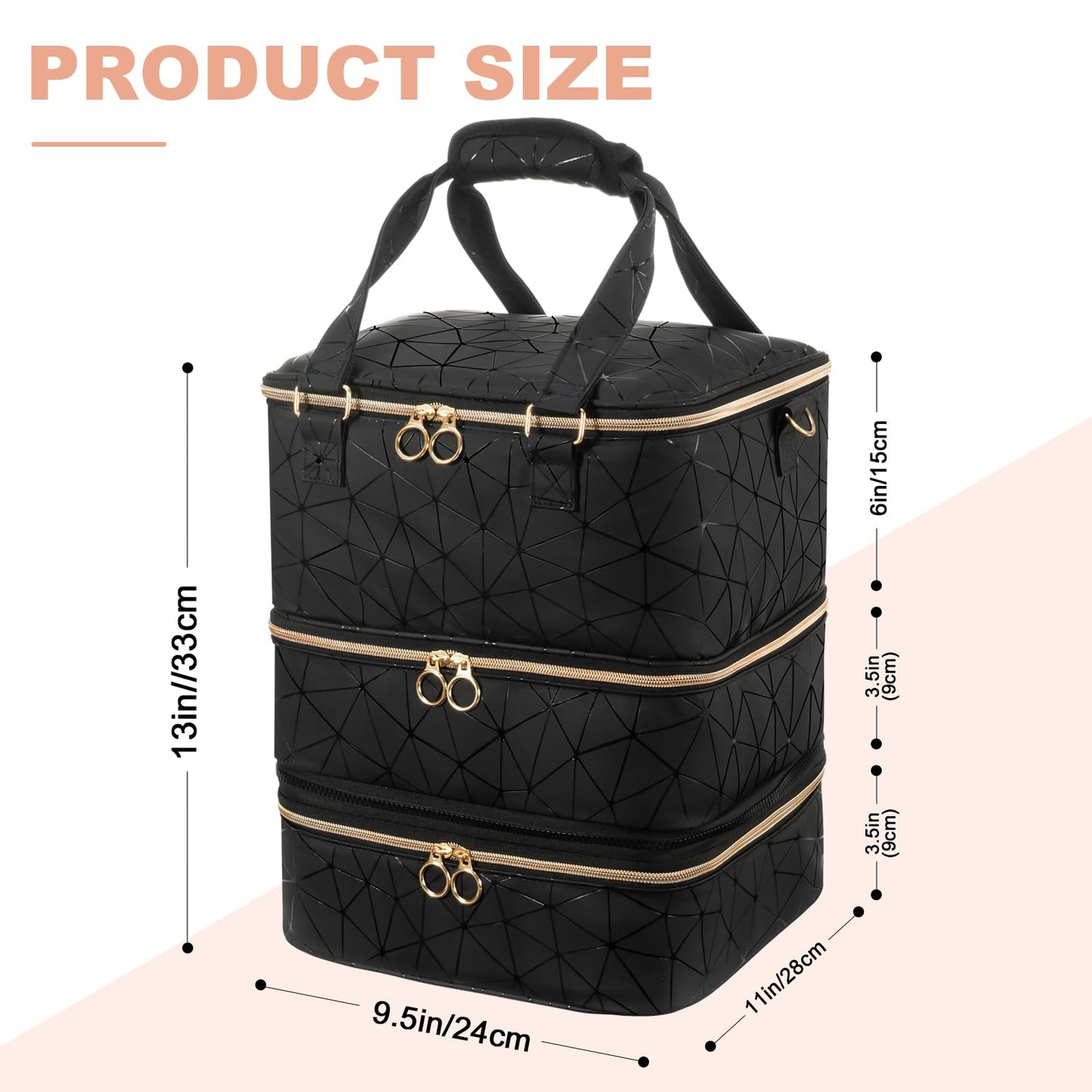 Uross Nail Polish Organizer Bag Holds 84 Bottles Nail Polish Lamp, Gel Polish Organizers and Storage Box for Nail Tech, Nail Kit Supplies Organizer Case-Black