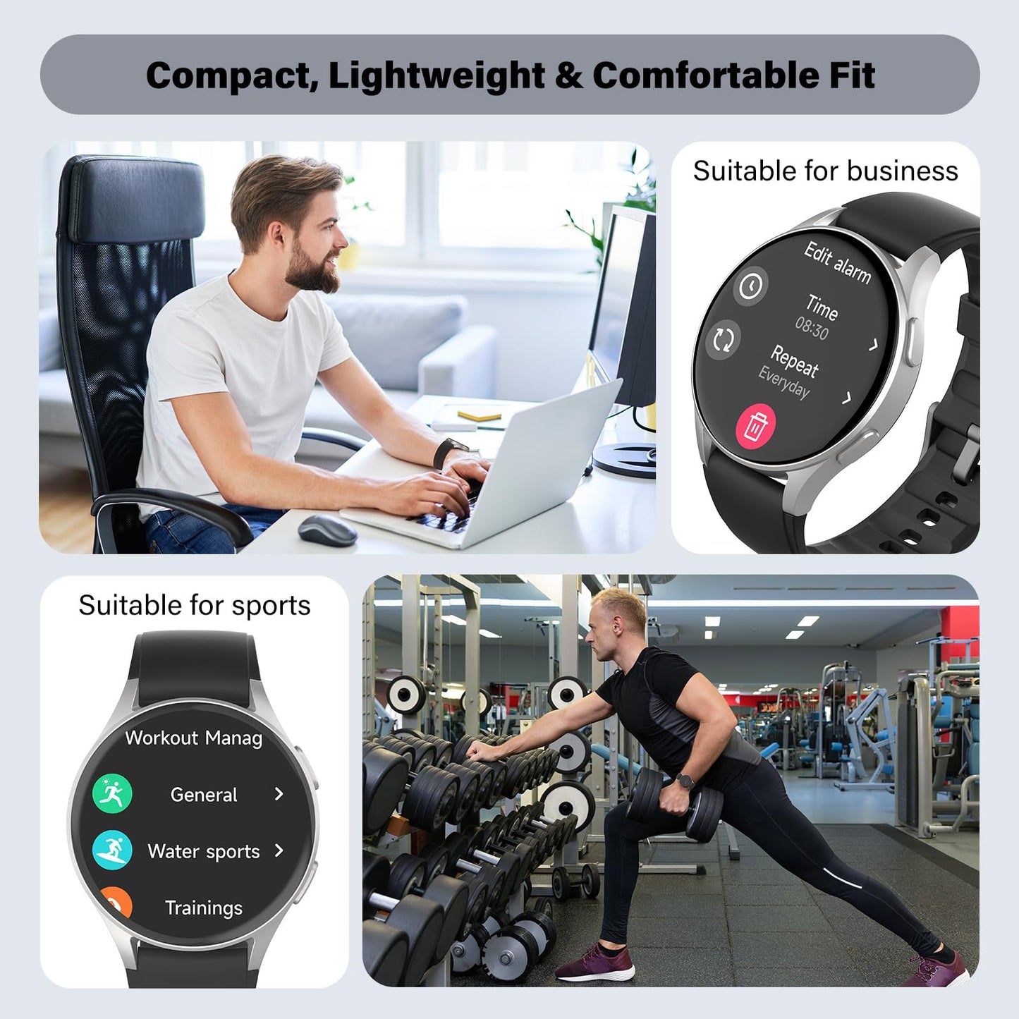 QIPOPC Smart Watch for Women Men, Built-in Alexa, GPS, HRV, VO2 Max, Blood Oxygen, Sleep & Stress Monitor, Compass, Altimeter, 1.32" AMOLED, Fitness & Women’s Health, iOS Compatible (Black, 43mm case)