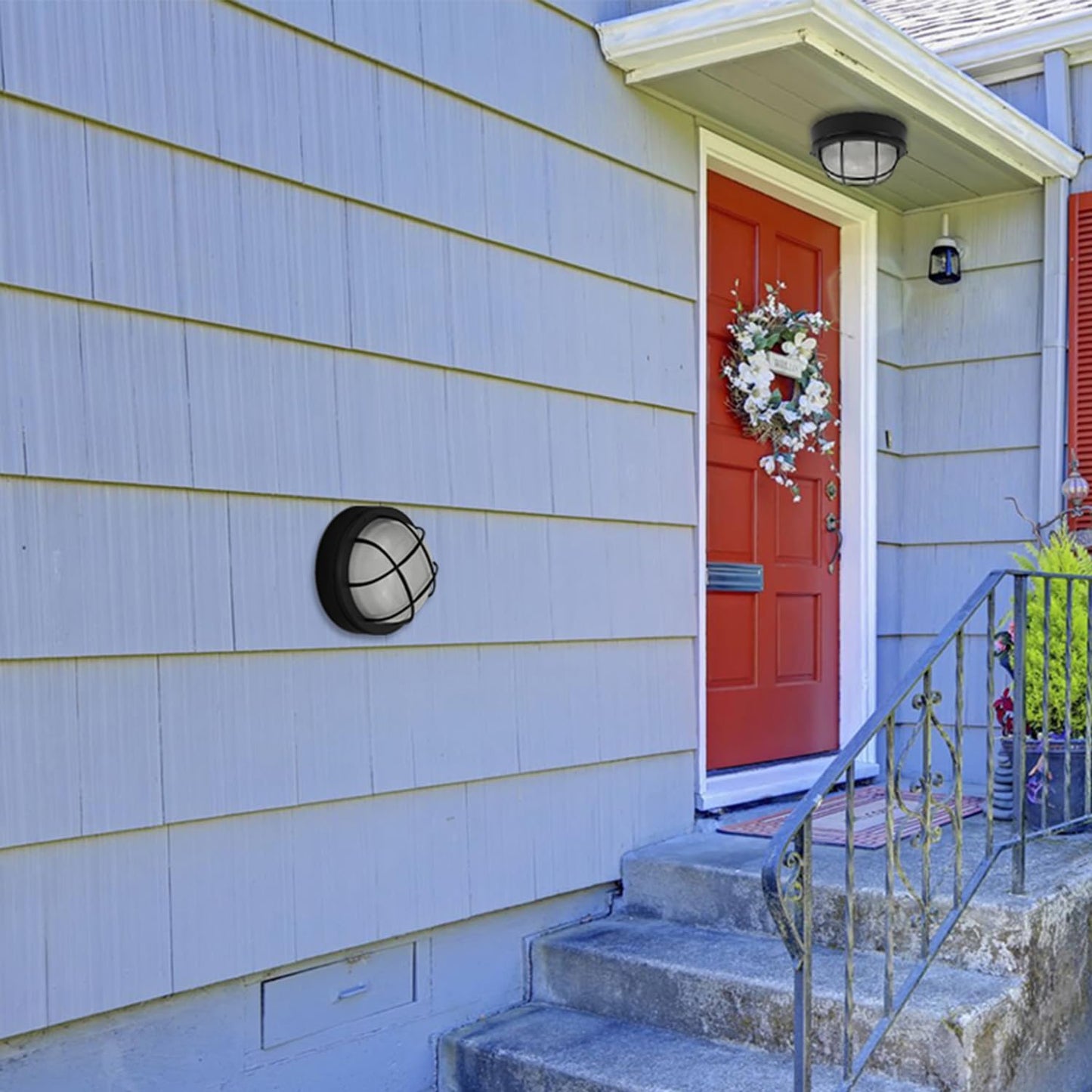 8" Nautical Bulkhead Light,Black Round LED Sauna Light Fixture, 8" Nautical Bulkhead Outdoor Lights LED 3000K,1500LM,15W