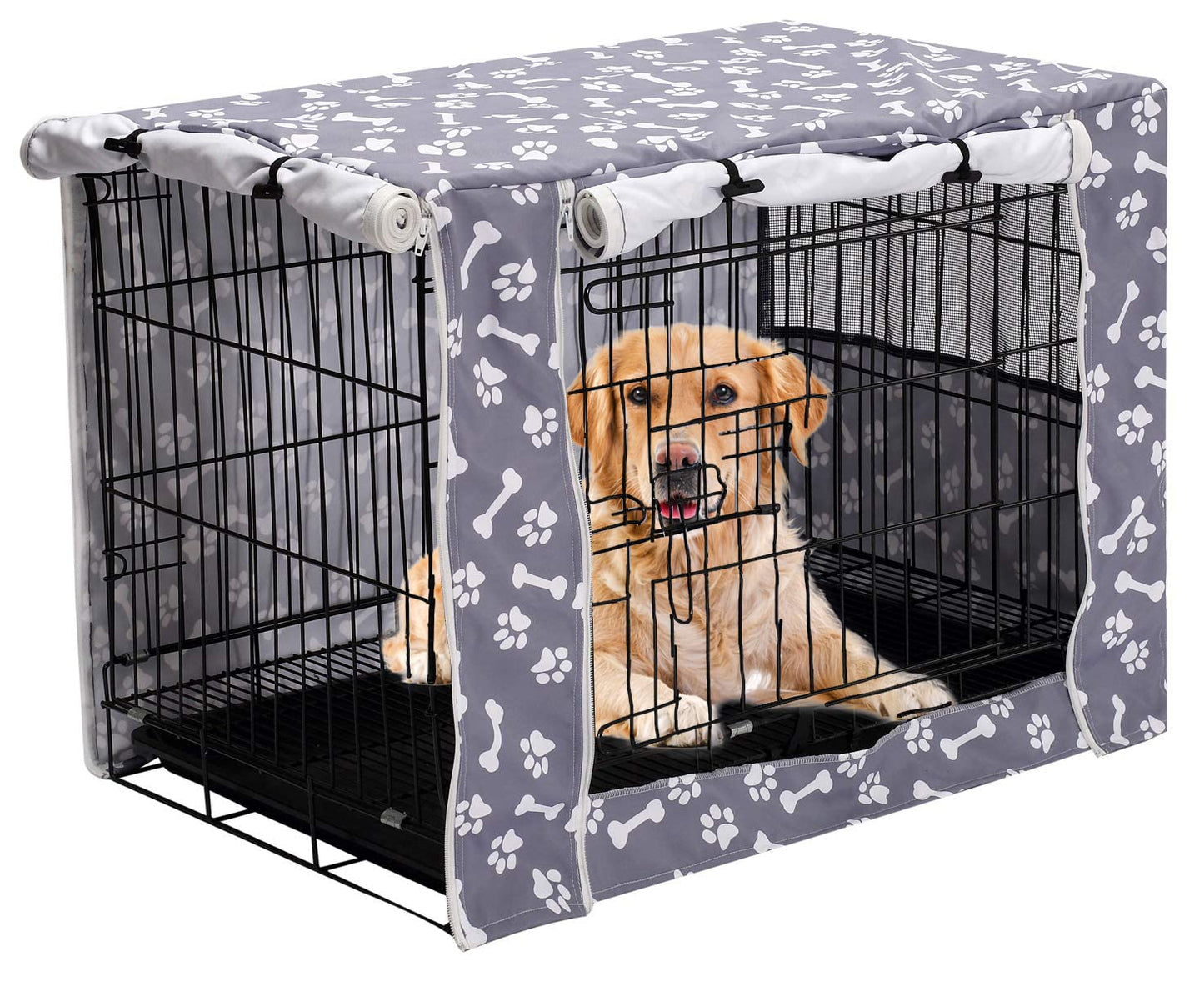 Pethiy Dog Crate Cover Durable Polyester Pet Kennel Cover Universal Fit for Wire Dog Crate - Fits Most 42 inch Dog Crates - Cover only-Sky Gray-42