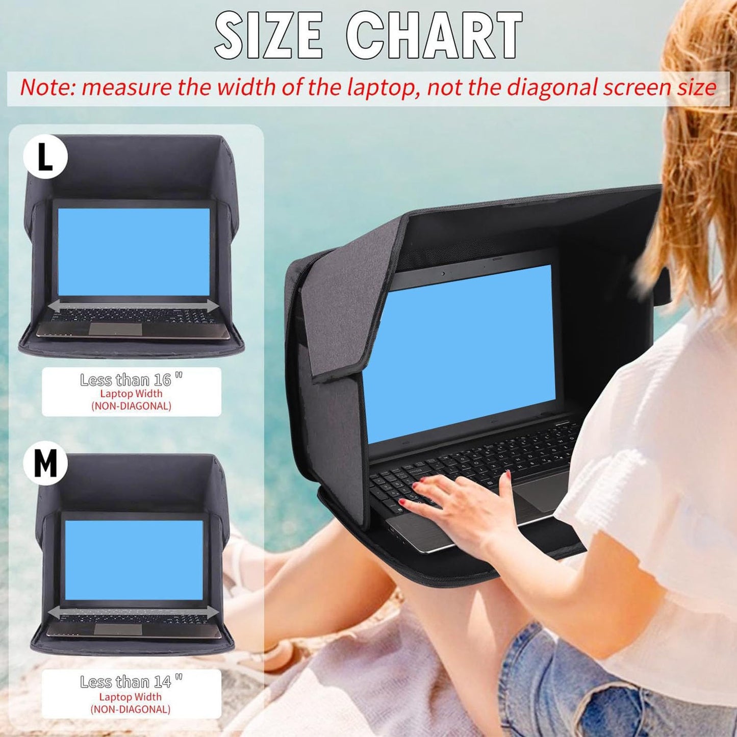 YUEHISY Laptop Sun Shade, Portable Privacy Protection with Anti Glare, Folding Sun Glare Shield, for Up to 16 Inch Laptops Outside Working