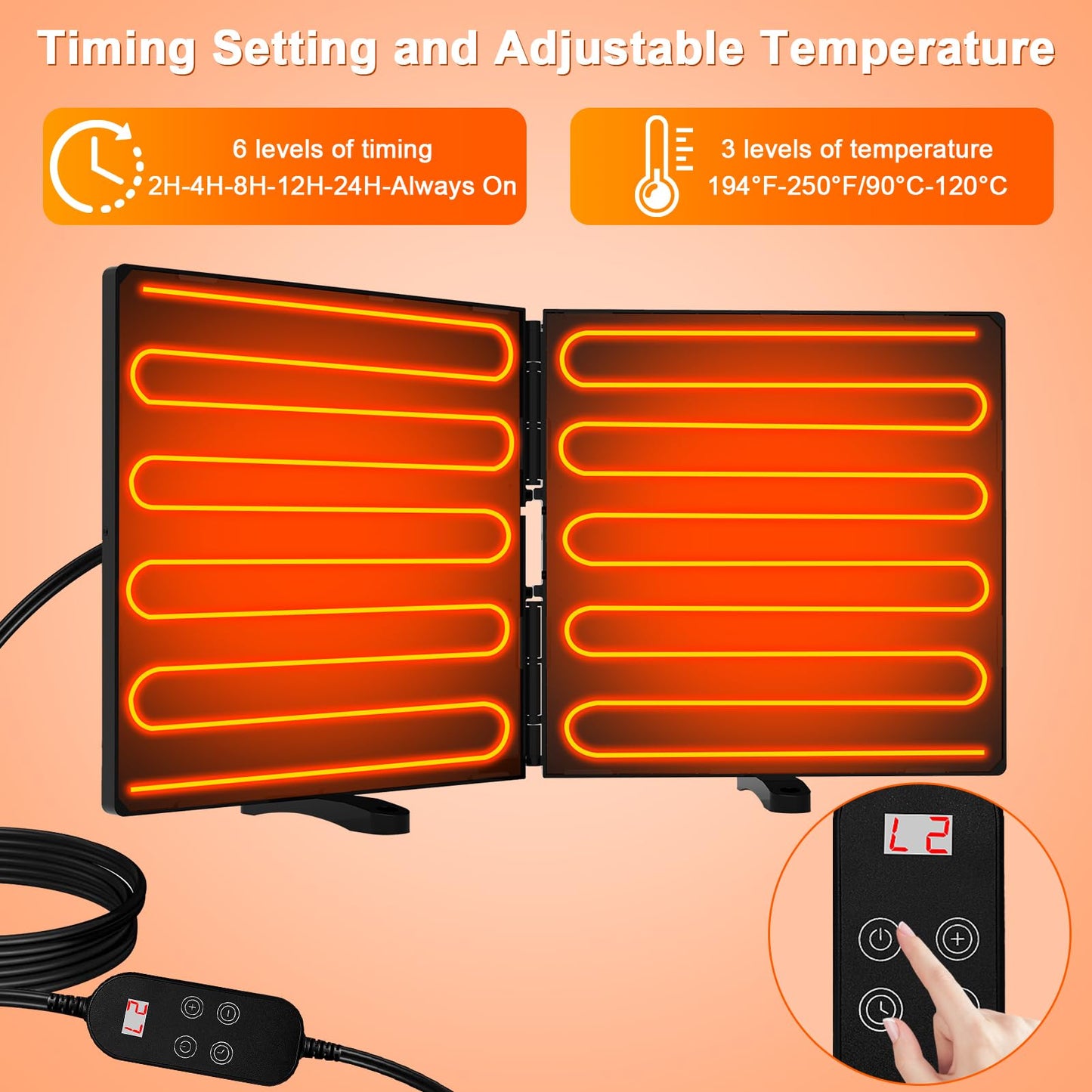 Chicken Coop Heater for Winter, Adjustable Temperature and Time Setting Chicken Heater for Inside Coop, 220W Radiant Heat Large Size Waterproof Chicken Coop Warmer for Outdoor Pet, 22.5'' X 11.2''