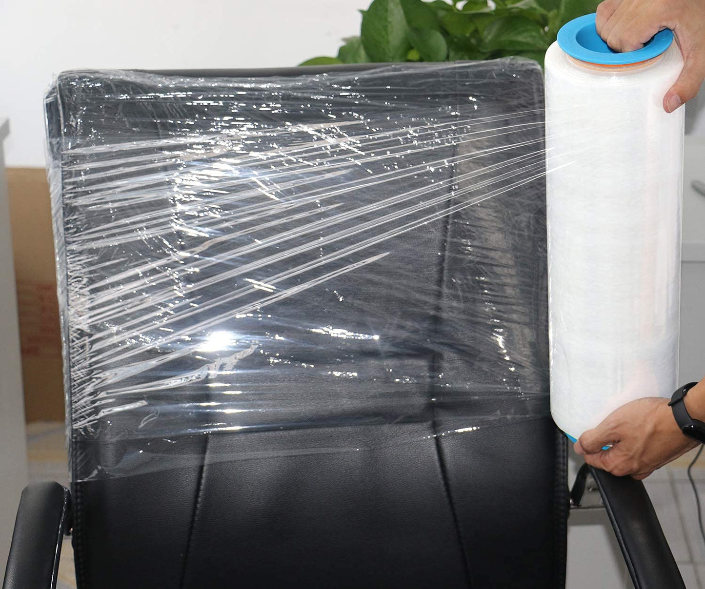 BOMEI PACK Stretch Wrap Film, Plastic Wrap 40cm x 250m, 2 Packs with Rotatable Sleeve