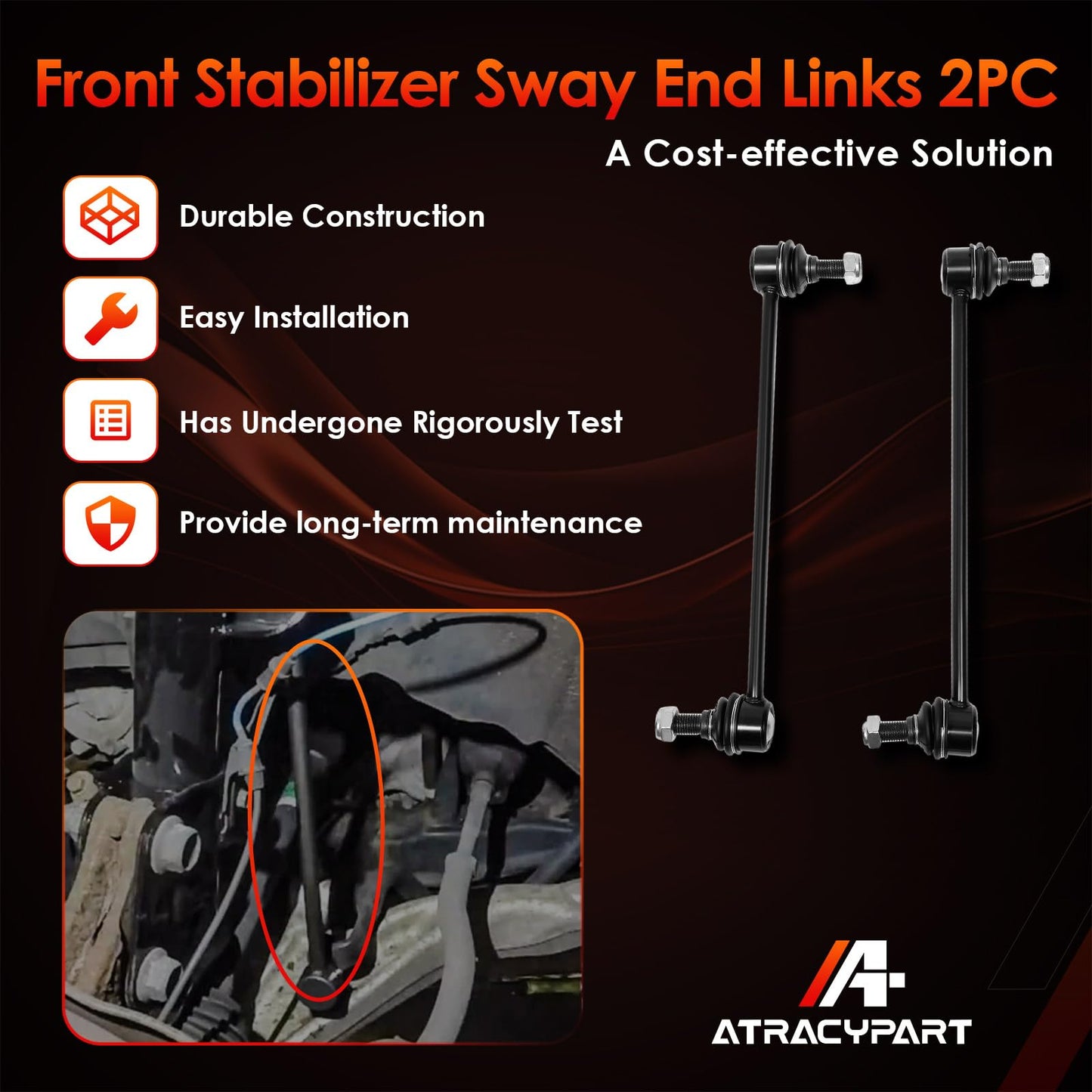 Front Sway Bar Stabilizer Links 2 Pcs｜Replacement For 2001-2018 Toyota Corolla, Matrix, Prius, Pontiac Vibe, Scion tC ｜Replace OE#: K80230