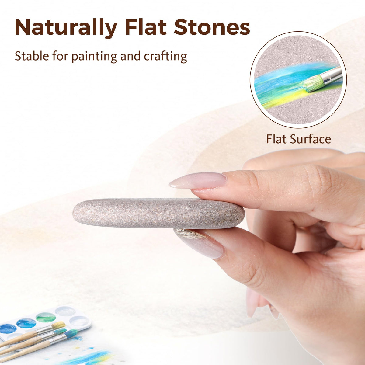 ROCART 100 PCS Large 5.5-8.5 cm Smooth Natural River Rocks for Painting, Flat Painting Rocks & Craft Stones for Arts, Kindness Rock, Garden & Classroom Projects