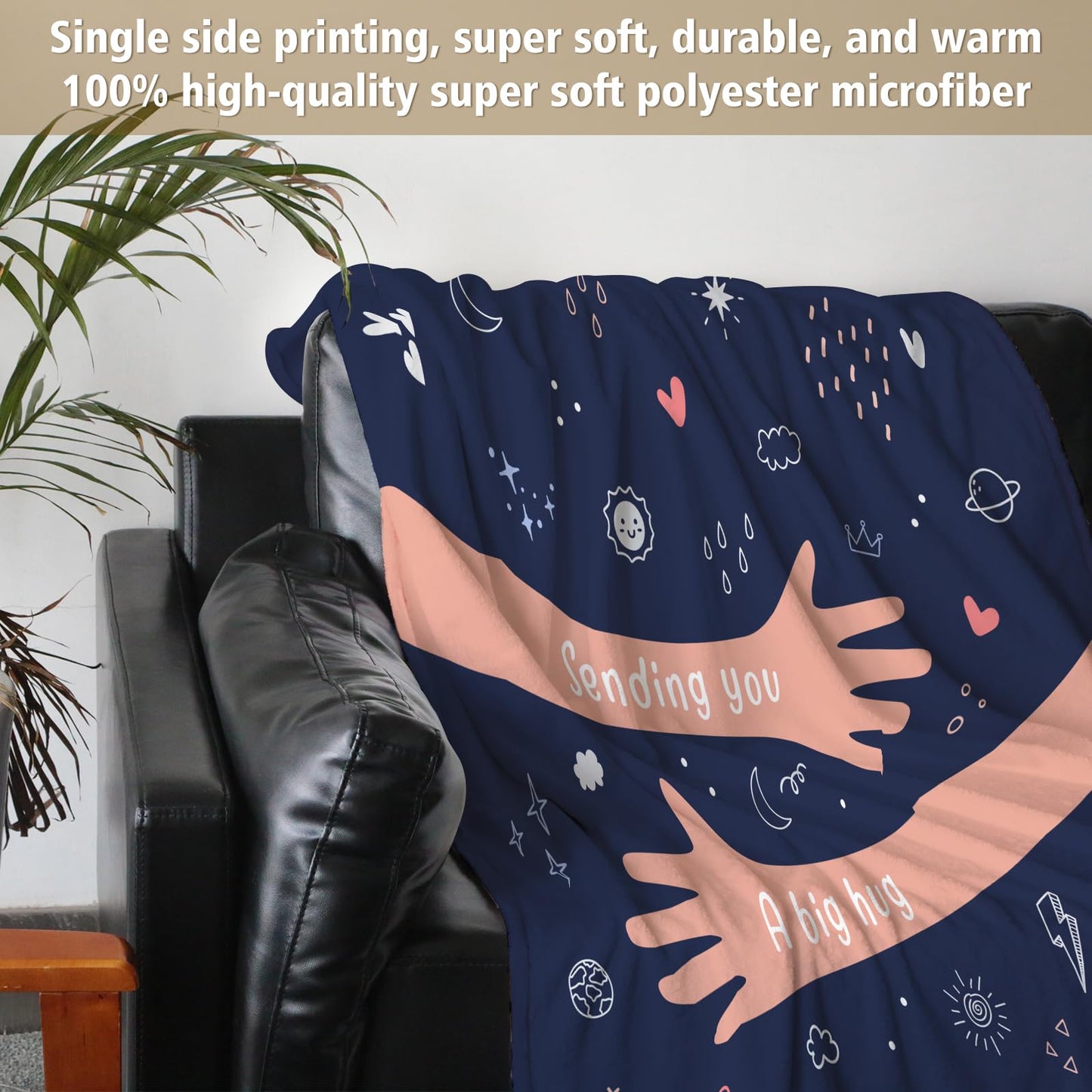 Afterprints Get Well Soon Gifts for Women Men, Hug/Healing Blanket, Thinking of You/Sympathy/After Surgery Gifts for Friends, Sister, Coworkers, Soft Throw Blankets 50'' x 60''