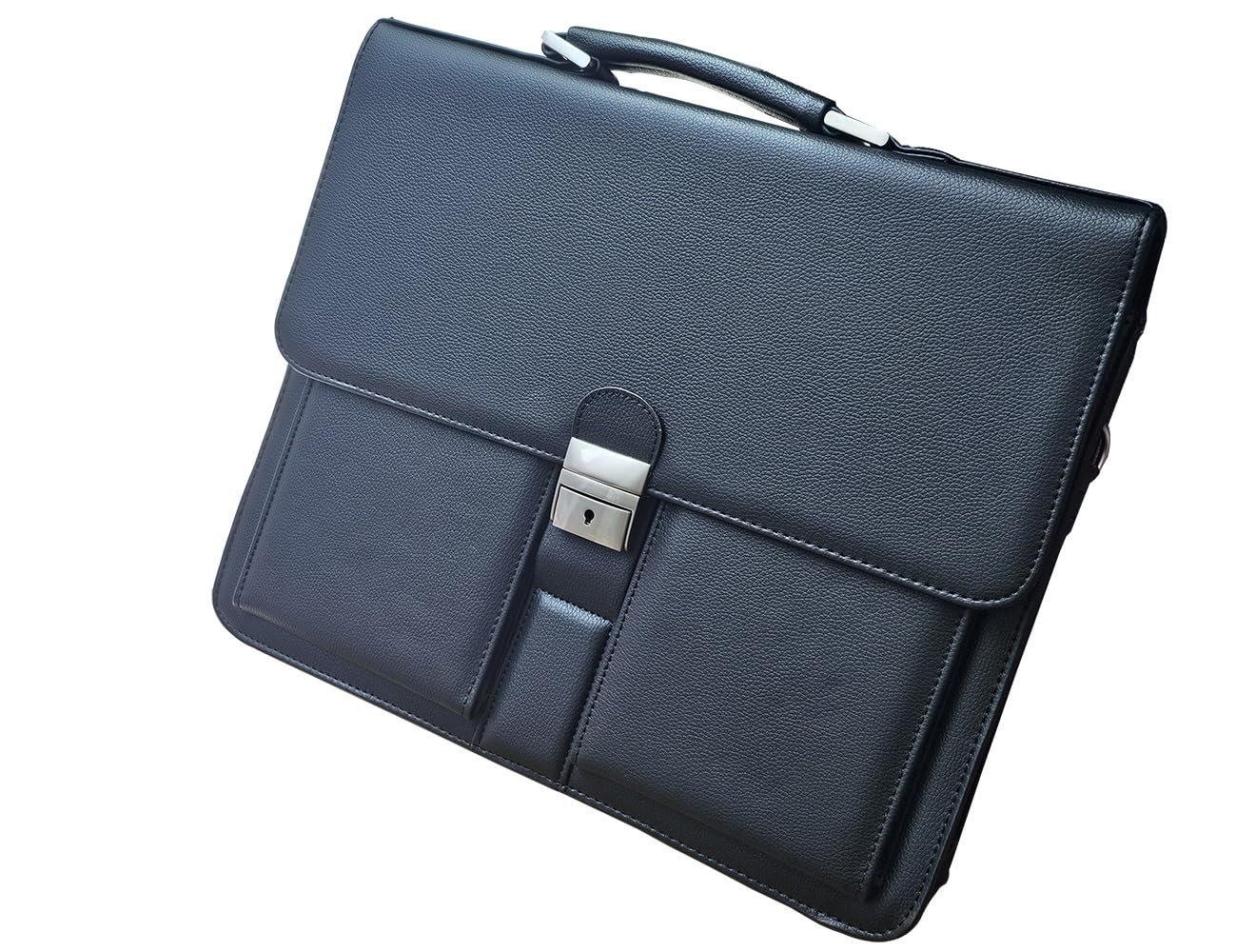 Mens Leather Briefcases Office Attorney Attache Case Ideal Gift Messenger Bag w/Padded Compartment for 14" Laptop, Black