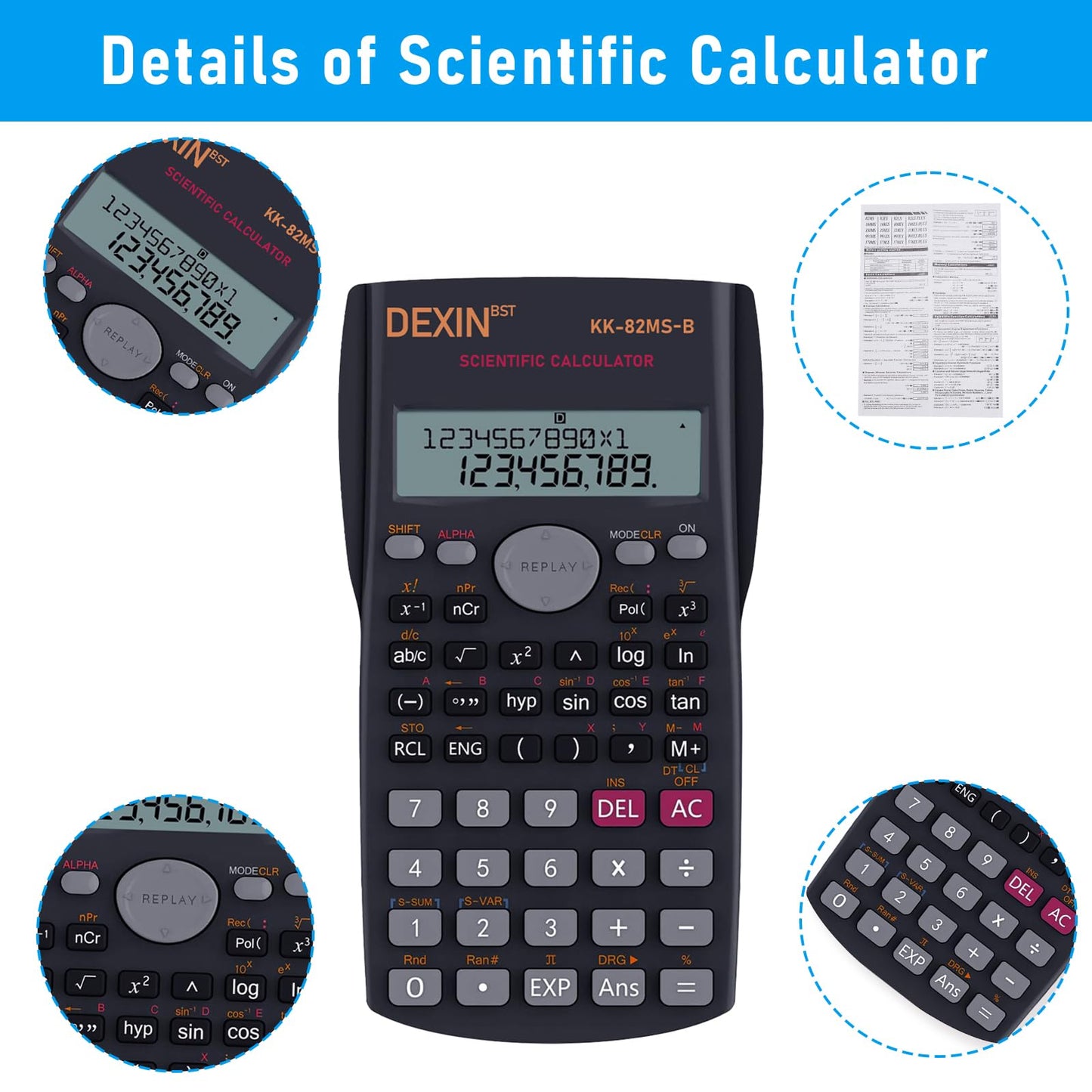 10 Pack Scientific Calculators, 2 Line Engineering Large Display Scientific Calculator Bulk Multi-Function Ideal for Student Teacher Algebra Chemistry Finance Construction Office School Business
