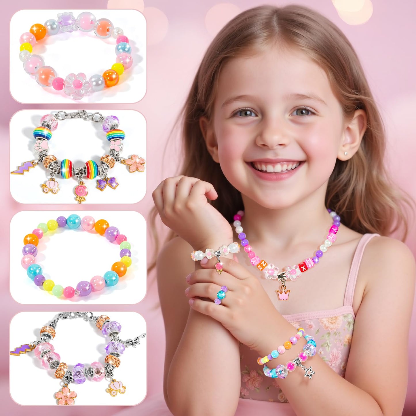 BLmukce Charm Bracelet Making Kit for Girls Ages 8-12, DIY Jewelry Making Kit & Art Craft Set with Beads, Charms & Necklace Supplies Birthday Party Christmas Ideas for Kids 4-6 7 8-12 Years Old girl Adult