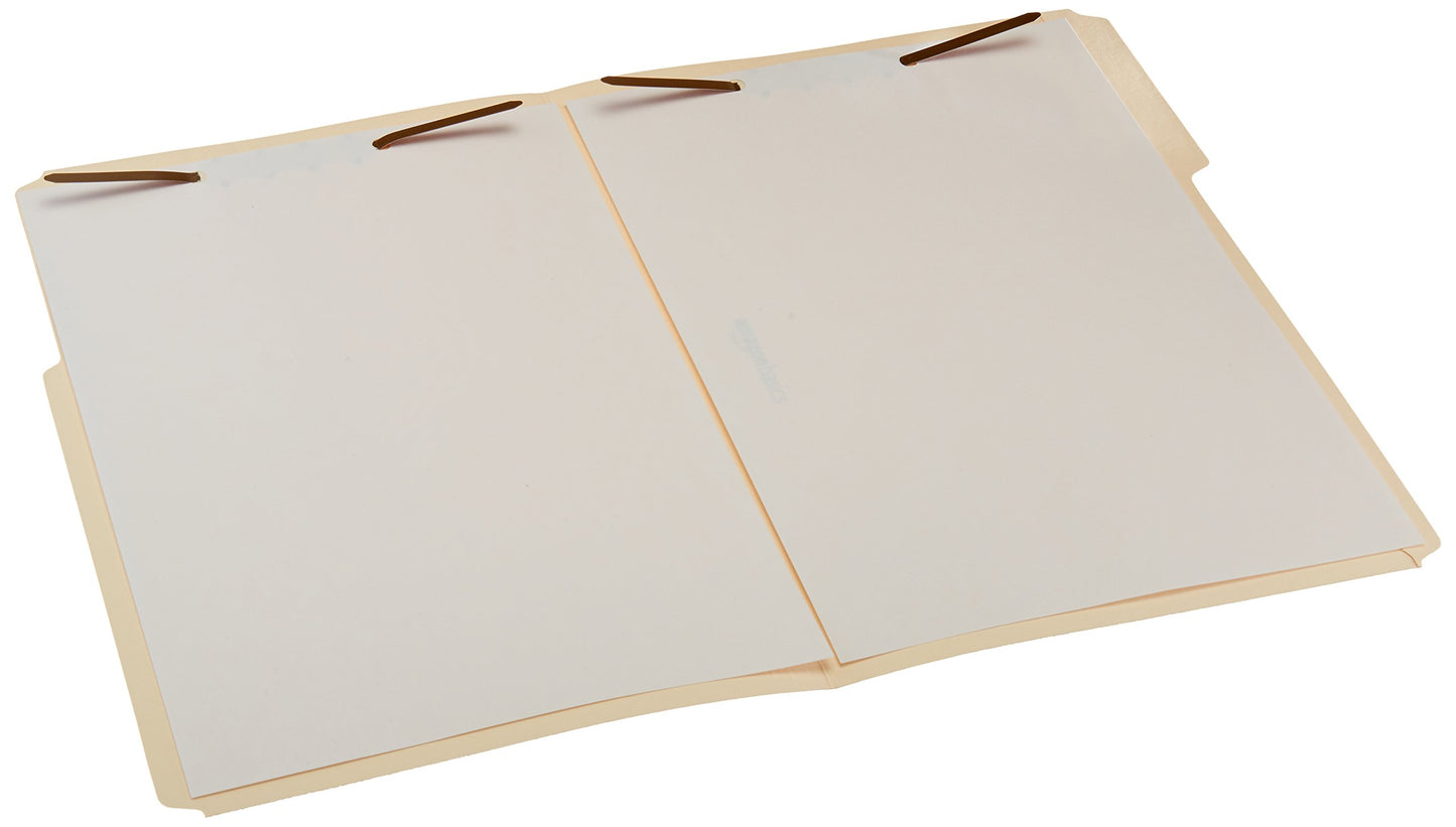 Amazon Basics Manila File Folders with Fasteners, Letter Size, 100-Pack, Light Brown