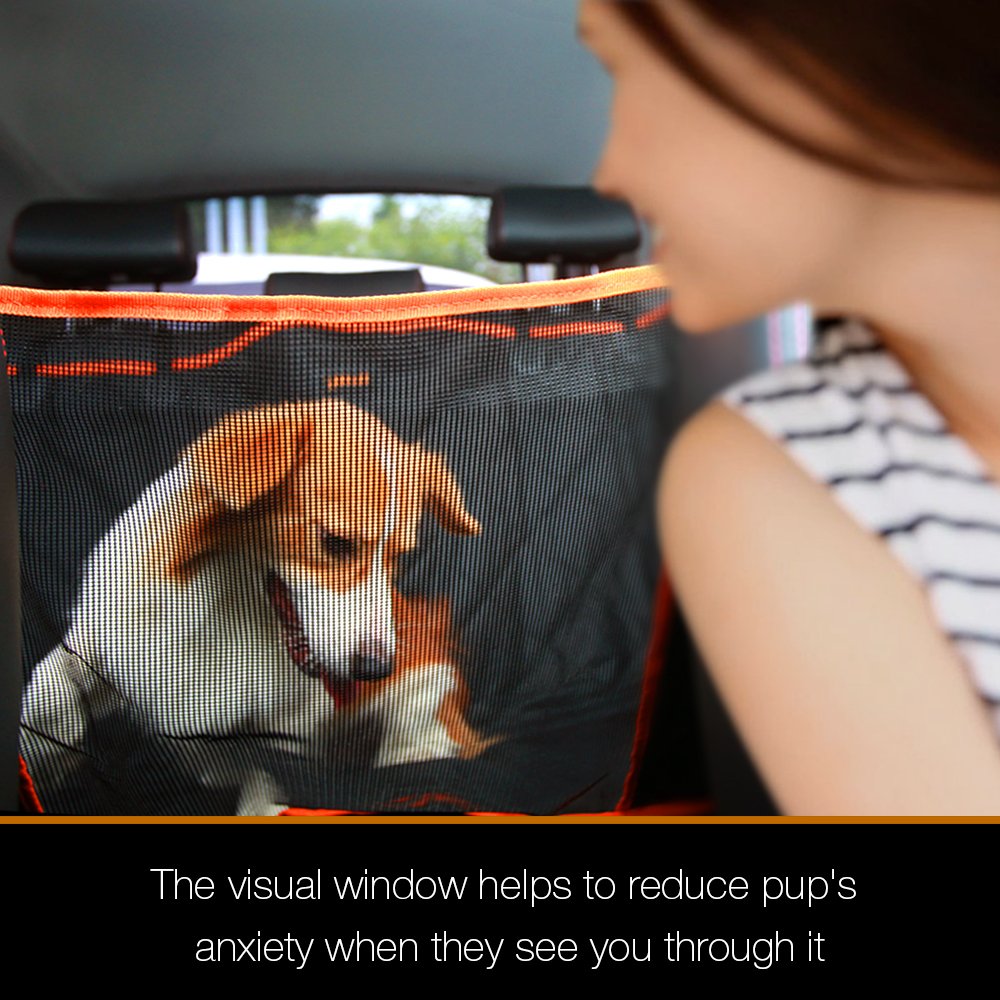 iBuddy Dog Seat Cover for Backseat of Cars/Trucks/SUV, Waterproof Dog Hammock for Back Seat with Mess Window,Side Flap and Dog Seat Belt Pet Seat Cover (54 inch W 58 inch L, Black)