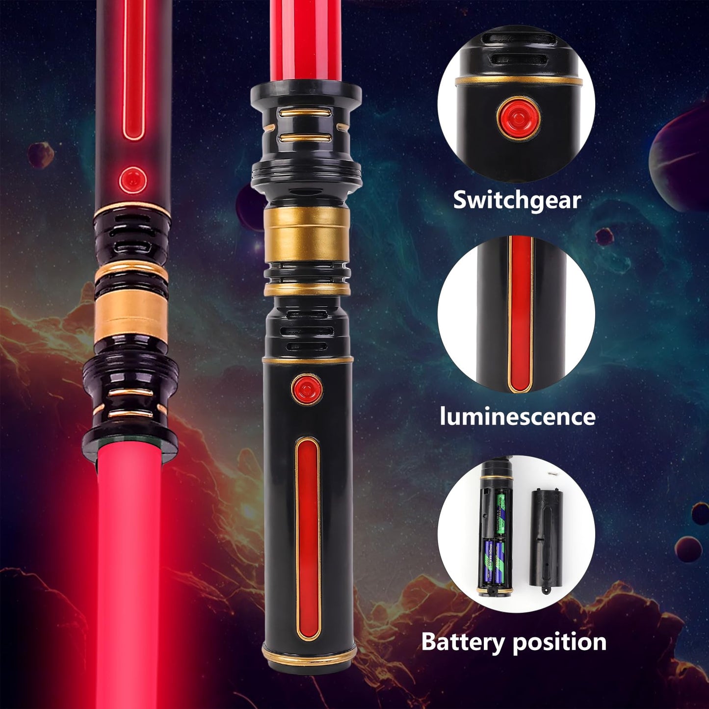 Light Up Sabers, 3 Packs Light Sword for Kids with FX Sound, Expandable Light Up Saber for Cosplay Halloween Dress Up Parties Birthday Christmas (Red.Green.Blue)