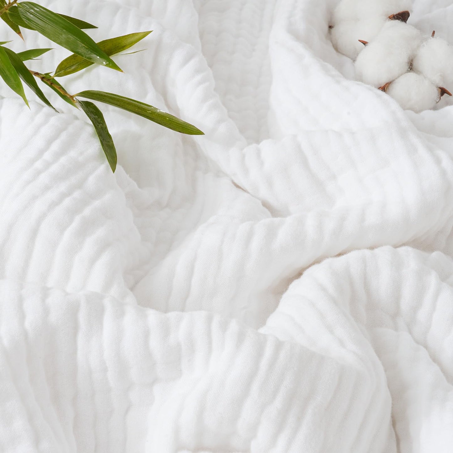 PHF Cooling Muslin Blanket King Size, Lightweight Gauze Blanket for Adults, 60% Rayon Derived from Bamboo & 40% Cotton for Summer, 4-Layer Soft Breathable for Hot Sleepers, 108"x90", White