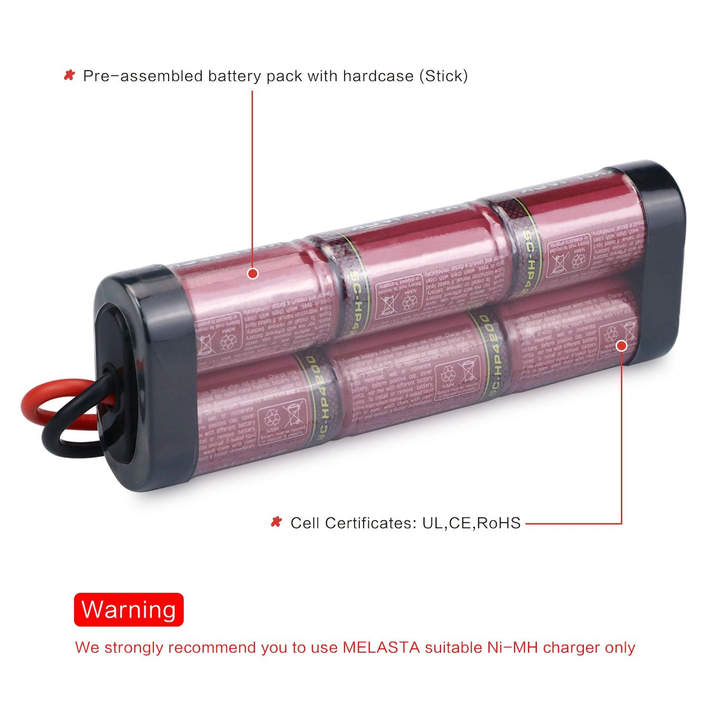 Melasta 8.4V 4200mAh 7-Cell Hump NiMH Battery Pack Compatible with Traxxas RC Racing Car