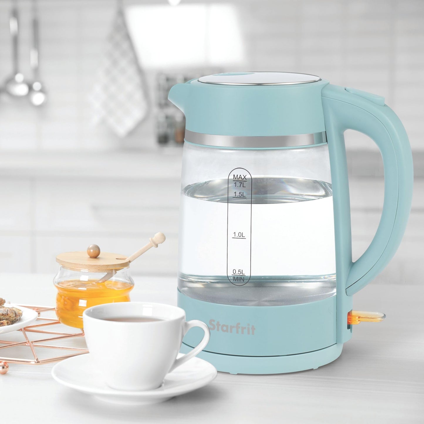 Starfrit Electric Kettle - 1.7L Borosilicate Glass with 5 Pre-Programmed Temperature Settings – Precise Temperature Control - Auto Shut-Off