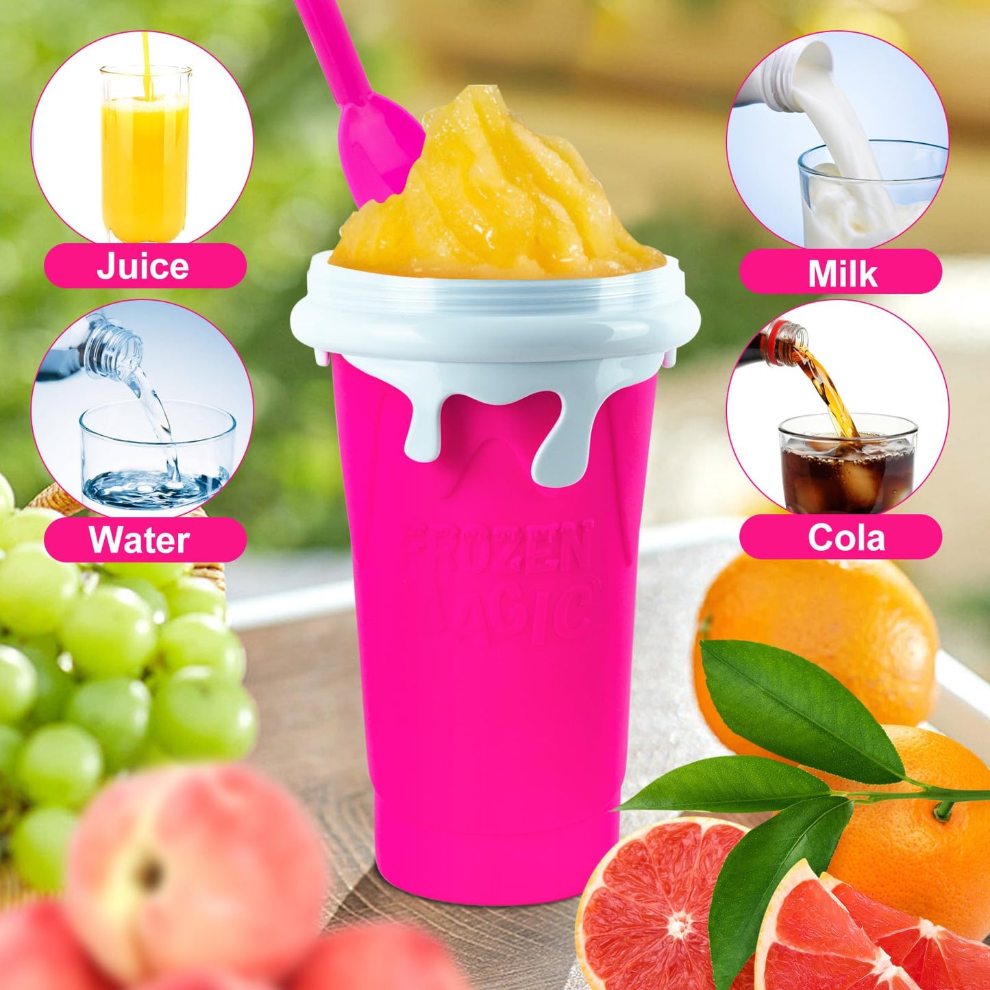 Slushie Maker Cup 2Pcs, 500ml Silicone Slushie Cup Quick Frozen Magic Slushy Cup for Milk Shake, Juice, Cola