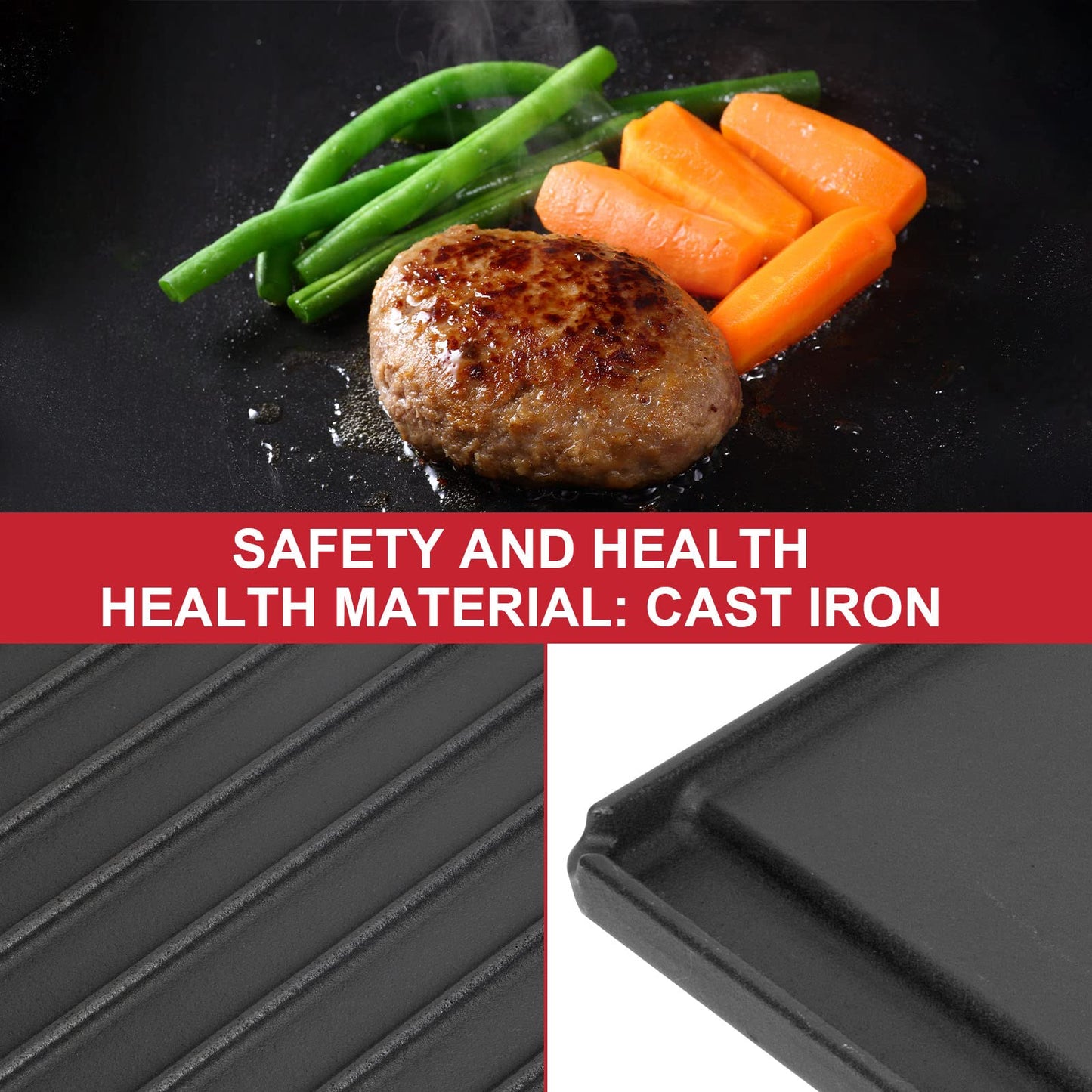 BBQ Reversible Cooking Griddle for Broil King Gcrown 10 20 40 90 and Signet 20 70 90 Gas Grills, Cast Iron Plancha Griddle Replacement Parts for Broil King 11221