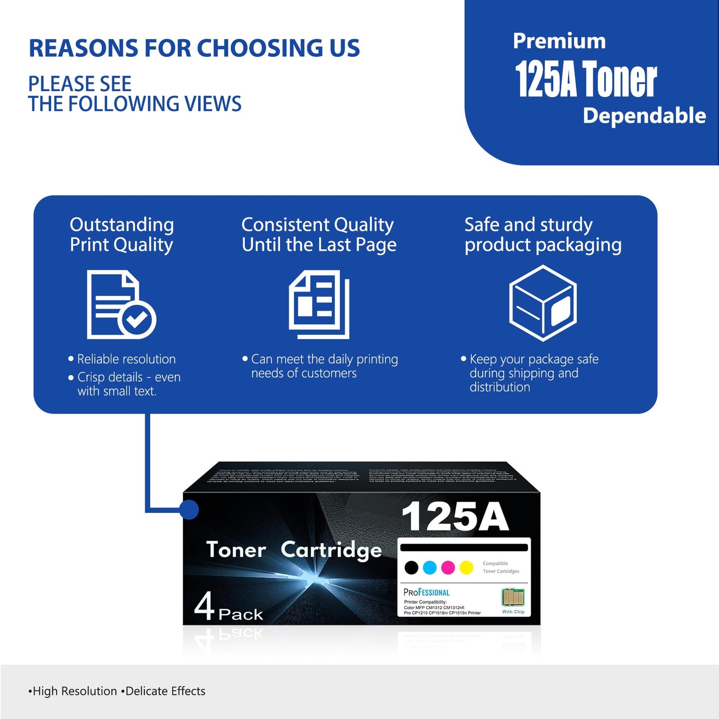 125A Toner Cartridges 4 Pack High Yield (with chip) Replacement for HP Color MFP CM1312 CM1312nfi Pro CP1215 CP1518ni CP1515n Series Printer Ink (Black Cyan Yellow Magenta)