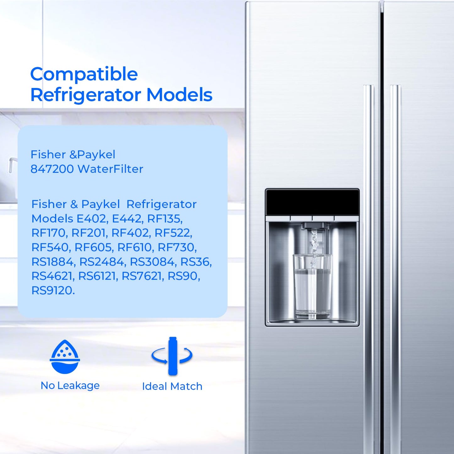 Suifl 847200 Water Filter Replacement, Compatible with Fisher & Paykel 847200 – FWC3, Model Number RF170, RF201ADUSX5N, RF201AHUSX1 (3 Pack)