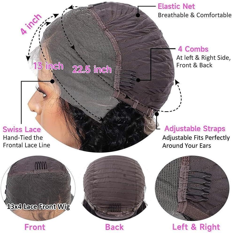 Ombre 13x4 Lace Front Wigs Human Hair Bob Wigs for Women Human Hair Straight Highlight Glueless Bob Wigs Human Hair Pre Plucked with Baby Hair 12 Inch Perruque Femme Humain Naturel 4/27#