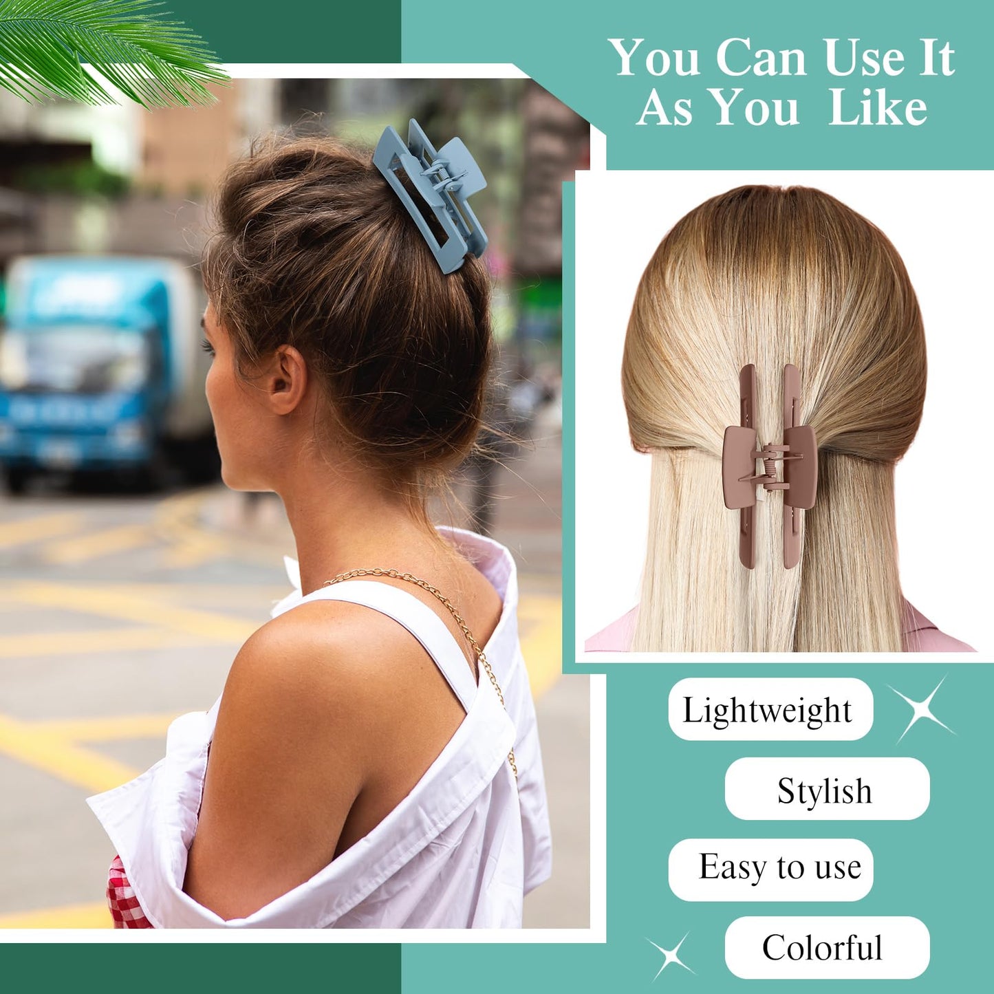 XunYee 90 Pcs Hair Clips Bulk Hair Claw Clips for Women Girls 4.1 Inch Large Rectangle Non-slip Square Strong Hold Jaw