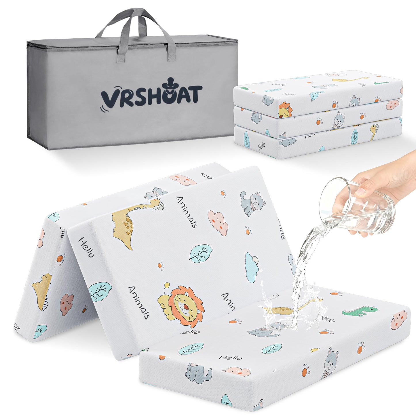 Trifold Pack and Play Mattress 38"x26"x1.5" Pack N Play Mattresses for Baby Toddler, Portable Mini Crib Mattress for Playpen and Playard with Soft Breathable Waterproof Cover