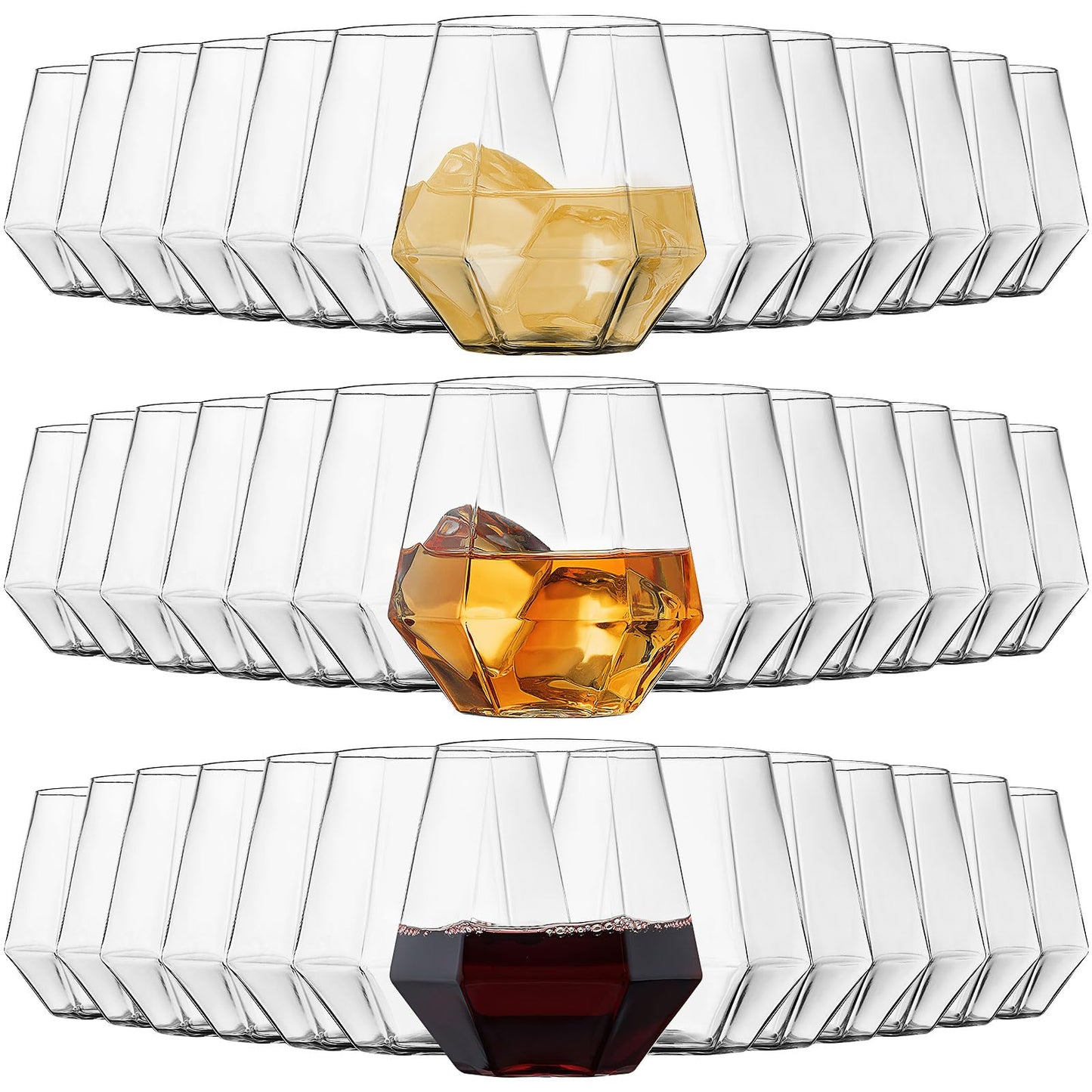 40 Pack Clear Plastic Drinking Glasses, 12 oz Disposable Tumbler Cups, Diamond Pattern Cocktail Cups for Parties, Weddings, Birthdays