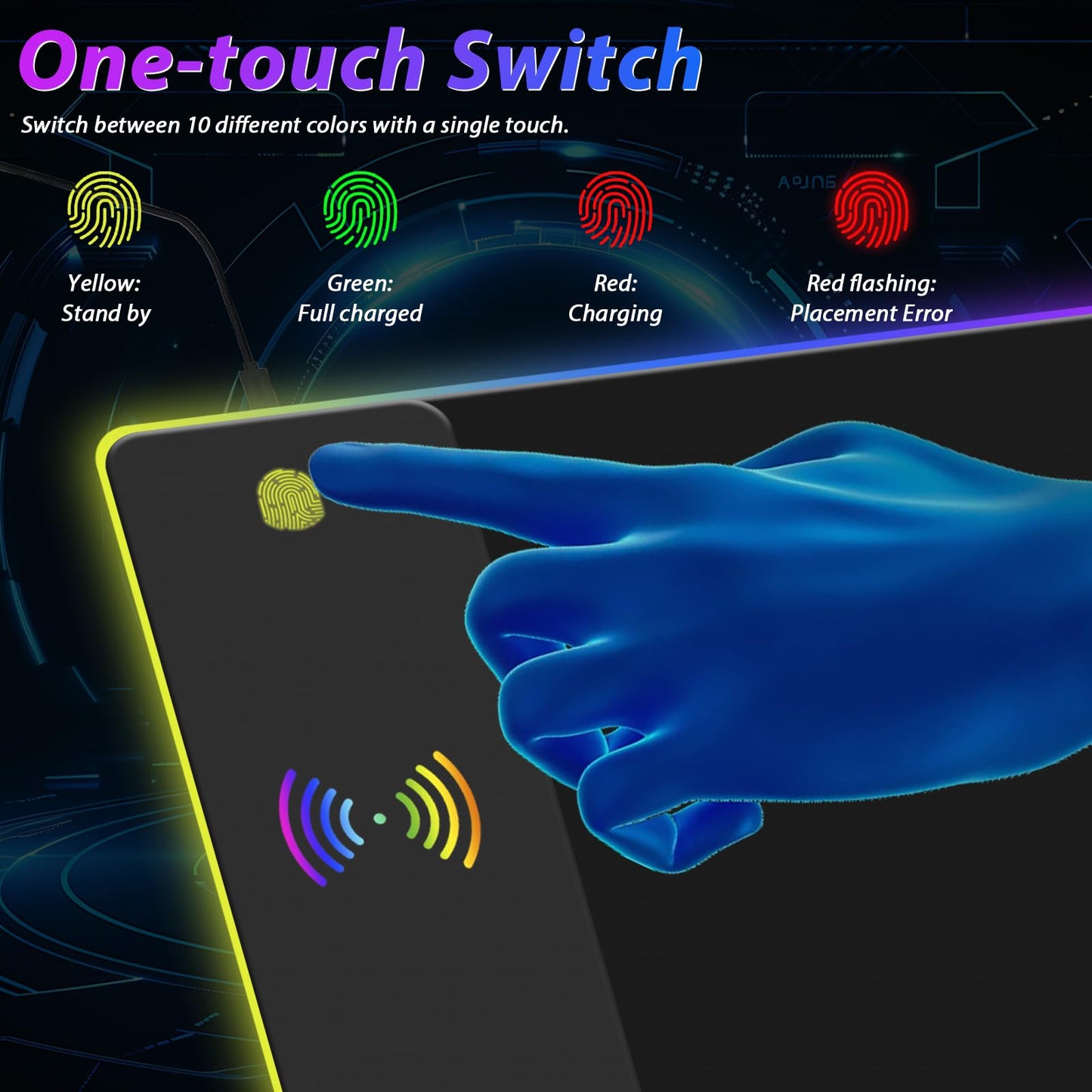Wireless Charging RGB Gaming Mouse Pad, LED Mouse Pad 800x300x4MM, 14 Light Modes Extra Large Mousepad Non-Slip Rubber Base RGB Desk Mat for Gaming, MacBook, PC, Laptop, Desktop Acessories