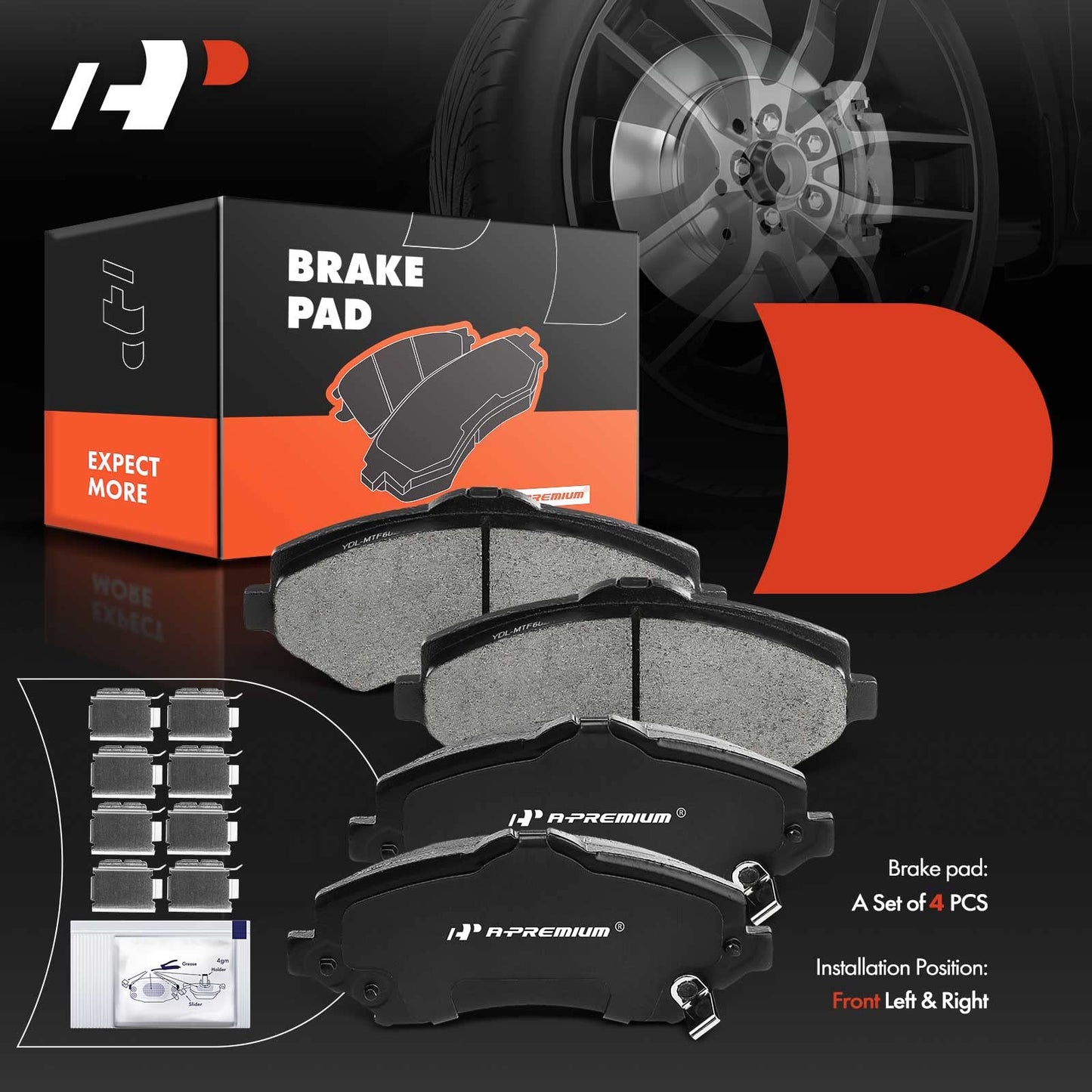 A-Premium Front Ceramic Disc Brake Pads Set Compatible with Select Dodge, Jeep, Volkswagen, Ram and Chrysler Models - Journey, Grand Caravan, Nitro, Liberty, Wrangler JK, Routan, C/V, Town & Country