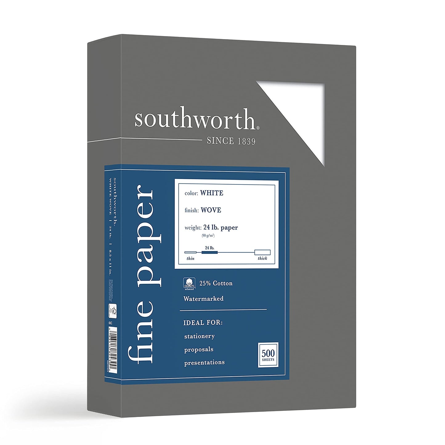 Southworth 25% Cotton Business Paper, 8.5x 11 inches, 24 lb, White, 500 Sheets per Box (404C)