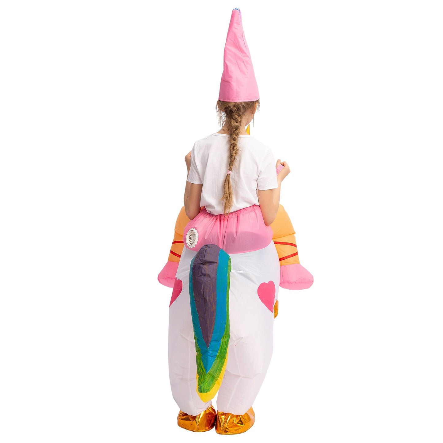 Spooktacular Creations Kids Inflatable Costume, Ride on Light-up Unicorn Air Blow Up Halloween Costumes，S