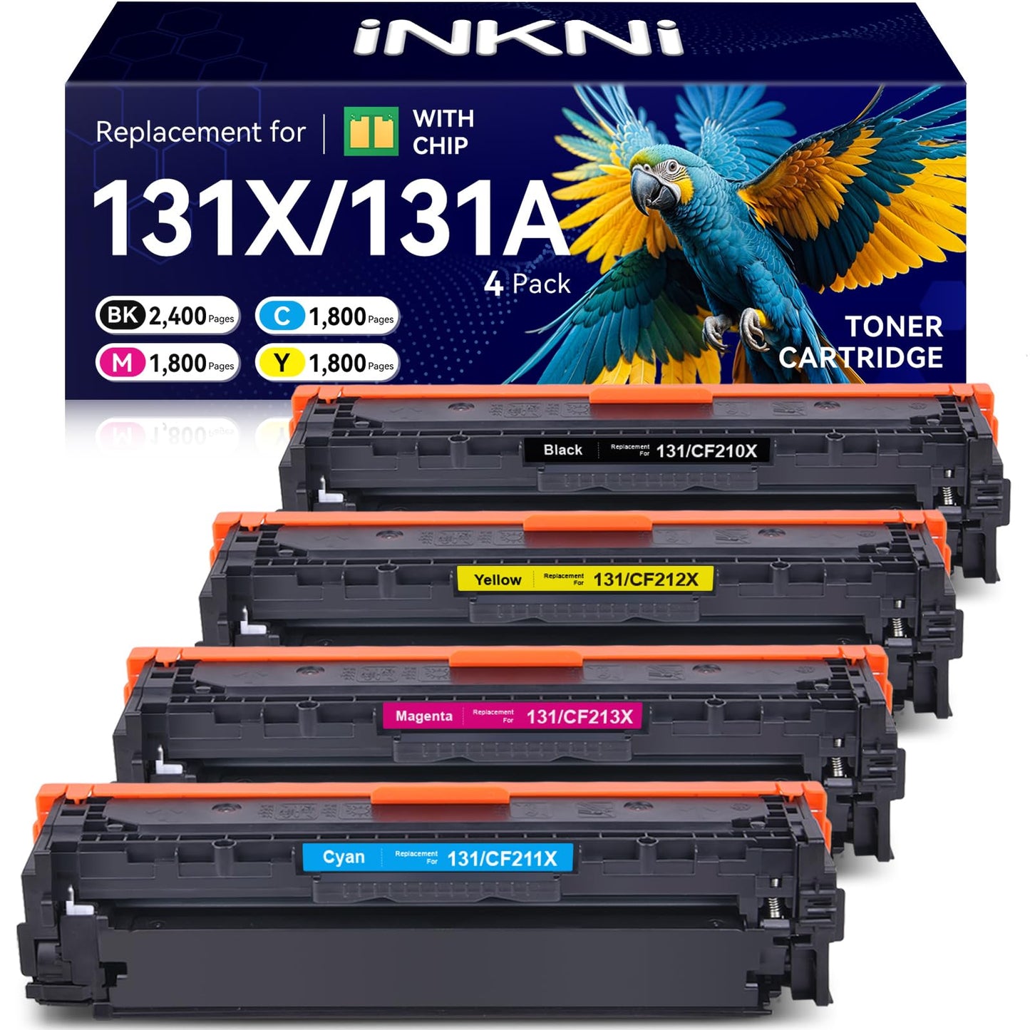 InkNI Compatible 131X 131A Toner Cartridge Replacement for HP 131A 131X Black, Cyan, Magenta, Yellow|Compatible for HP Printers LaserJet Pro 200 Color M251nw,MFP M276nw (Color, 4-Pack)
