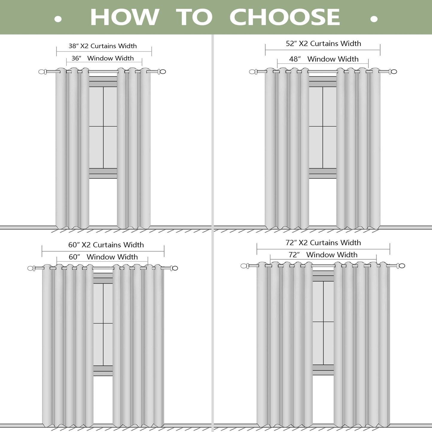 Sage Green Blackout Curtains 2 Panels, Rideau Opaque, Summer Boho Black Out Sound Proof Darkening Grommet Thermal Insulated Window Curtains Drapes 84 Inch Long for Bedroom Living Room