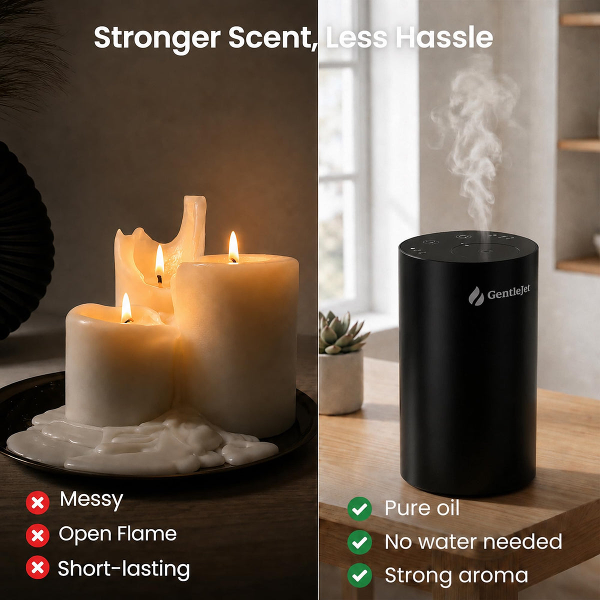 GentleJet LiteMist Waterless Nebulizing Essential Oil Diffuser – Cold Air Aromatherapy, USB-C Cordless 2000mAh Battery, Aluminum Portable for Home Office Car, 20ml