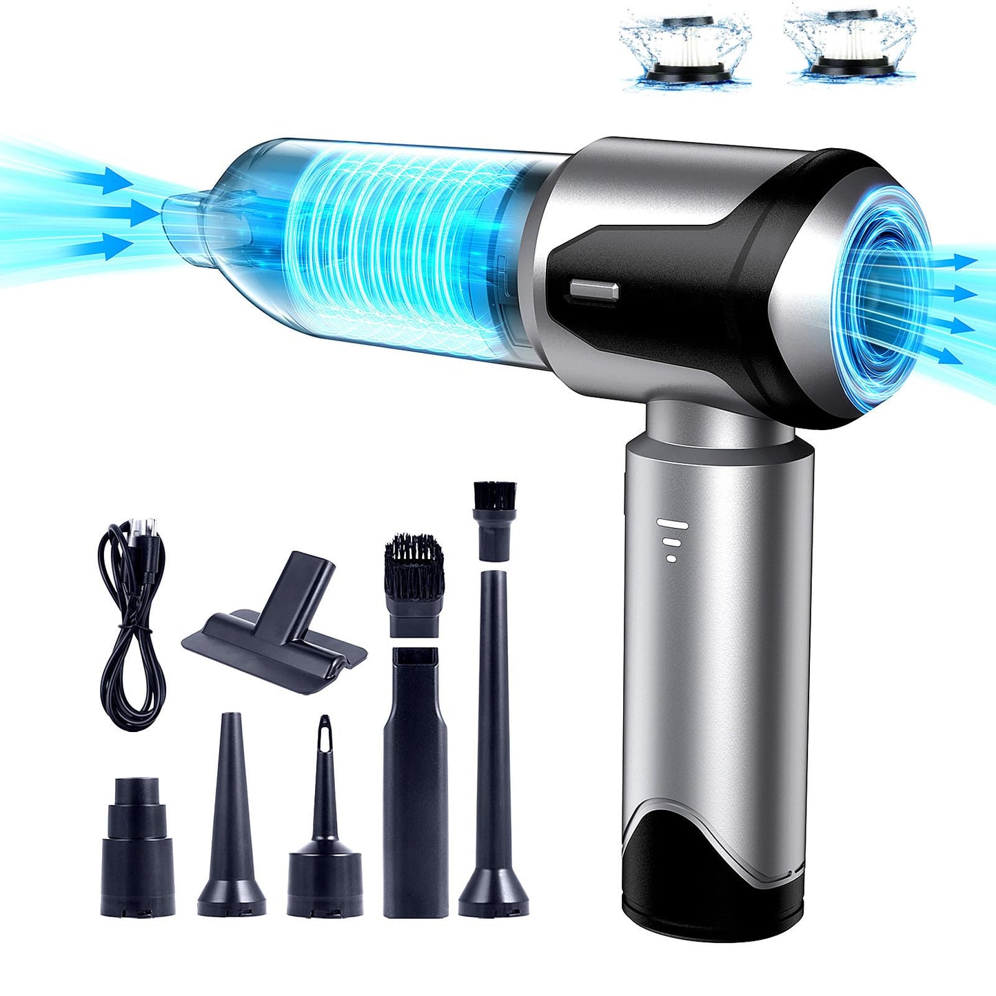 Car Vacuum Cleaner,Handheld car Vacuum Cordless 24000PA Powerful Rechargeable Small Portable Vacuum Cleaner w/ 3 Modes LED Light for Pet Bed Home Office