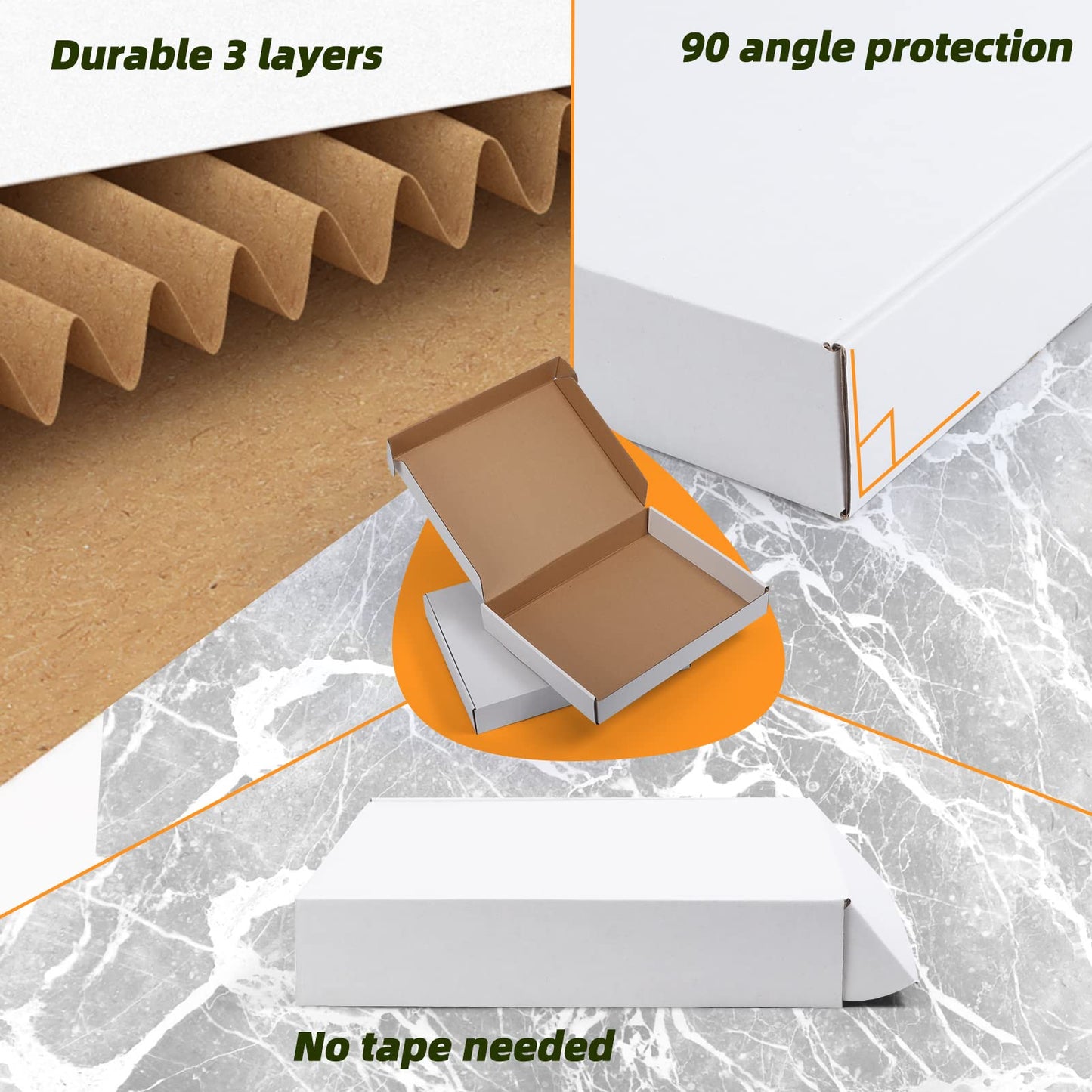 Lyeasw 13x10x2 Inch Shipping Boxes 20 Pack Corrugated Cardboard Box Mailer for Small Business Mailing Packing, White