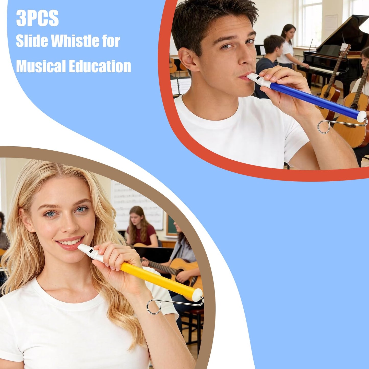 Hongdouo 3 PCS Slide Whistle, Musical Instrument Sliding Whistles for Speech and Oral Muscle Training, Educational Games, Birthday Gifts, Party Favors Supplies