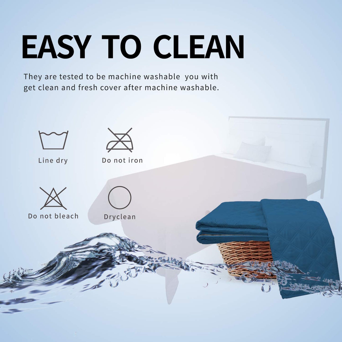 Easy-Going 100% Waterproof Dog Bed Cover Furniture Protector Sofa Cover Non-Slip Washable Reusable Incontinence Bed Underpads for Pets Kids Children Dog Cat(52x82in, Peacock Blue)