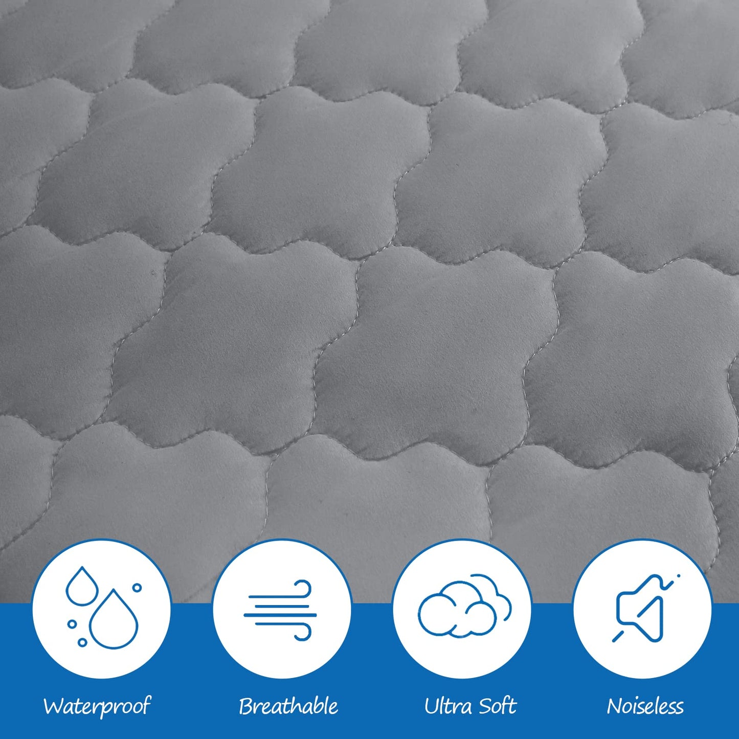 Cot Mattress Pad Waterproof, Quilted Cot Size Mattress Pads Protector Cover 30" X 75" Fitted for Narrow Twin/Camp Bunk/Rvs Bunk/Guest Beds, Soft Breathable Microfiber Topper, Gray (Cover Only)