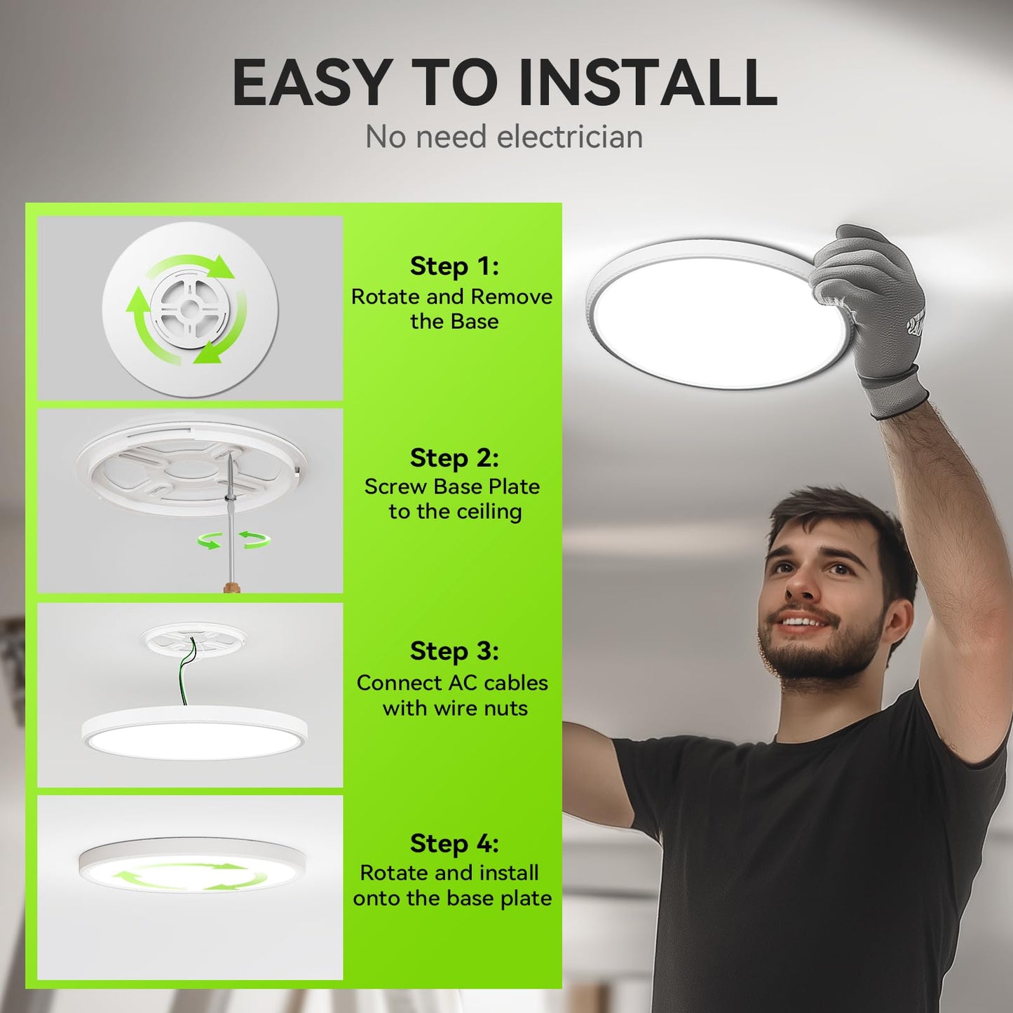 Two Pack 28W 3200lm LED Flush Mount Ceiling Light, Super Slim 12 inch LED Ceiling Light, 5000K LED Ceiling Light for Bedroom, living room, Dining room (Two Pack, White)