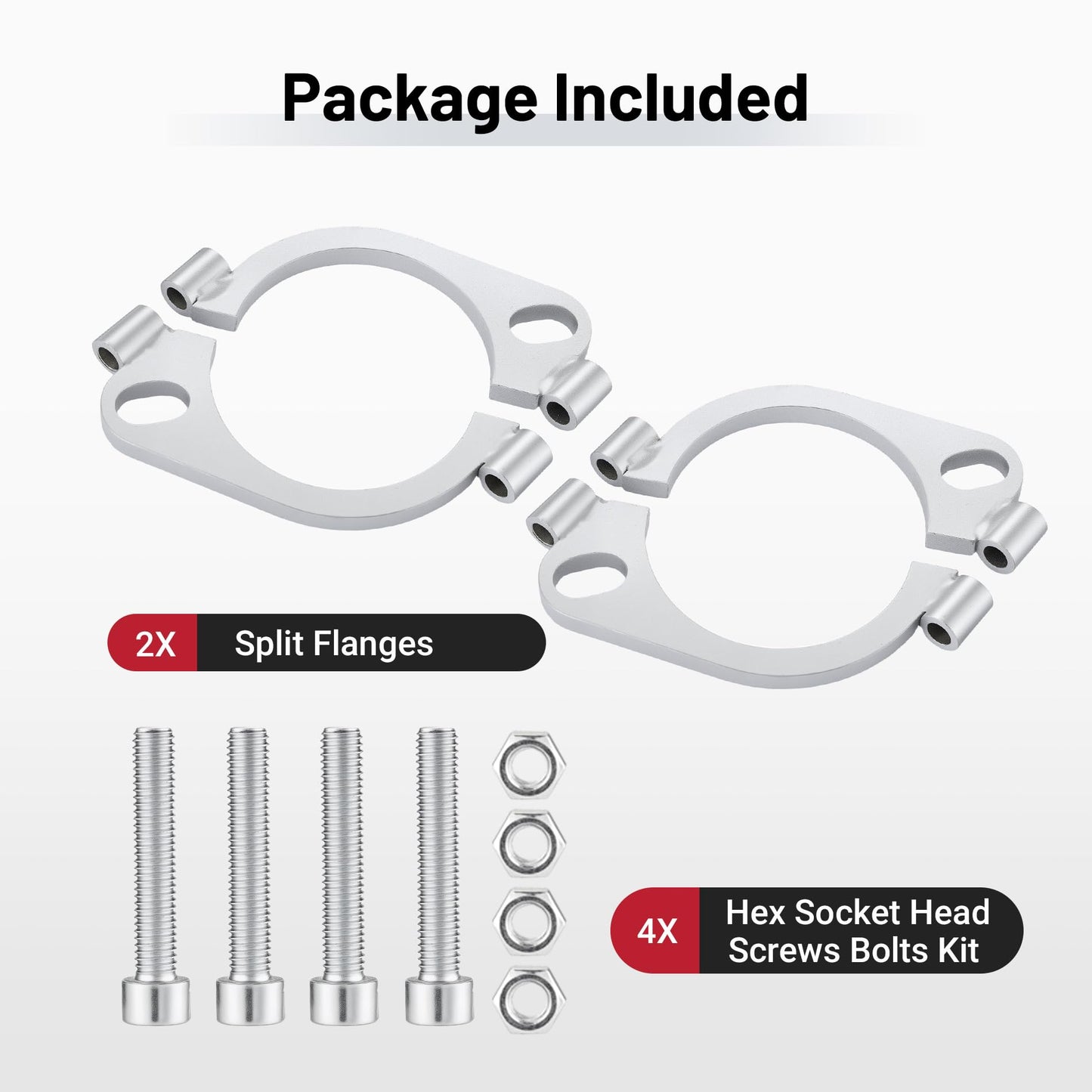 EVIL ENERGY 2.5 Inch Split Flange Repair Kit, Exhaust Flat Oval Flange Connection, Carbon Steel Exhaust Flange Replacement, 2 PCS