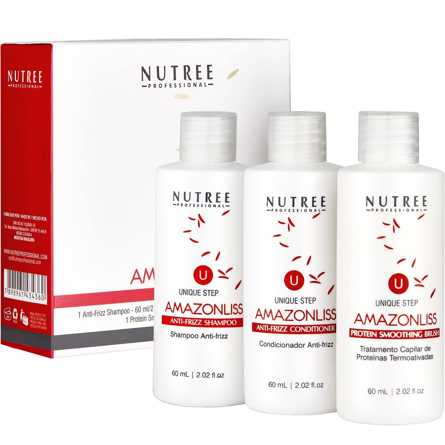 Brazilian Keratin Treatment Complex kit 2.03 oz/60ml – Formaldehyde-Free Three-Step Protein Treatment (Amazonliss 3 Steps Keratin 60 ml set)