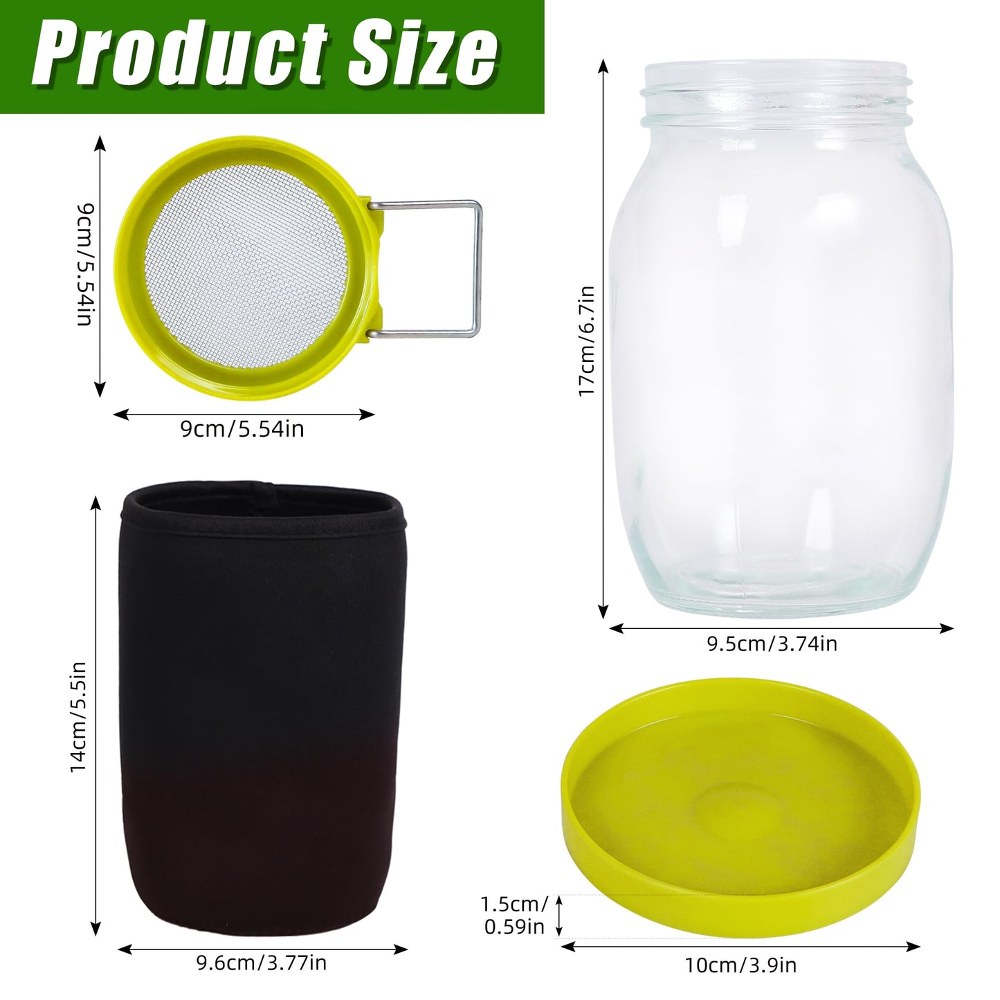 Sozize Sprouting Kit Sprouts Growing Kit 34oz Wide Mouth Seed Sprouting Jar Germination Kit 304 Stainless Screen Lid and Stand Blackout Sleeve Tray for Growing Bean Alfalfa Sprout Seeds