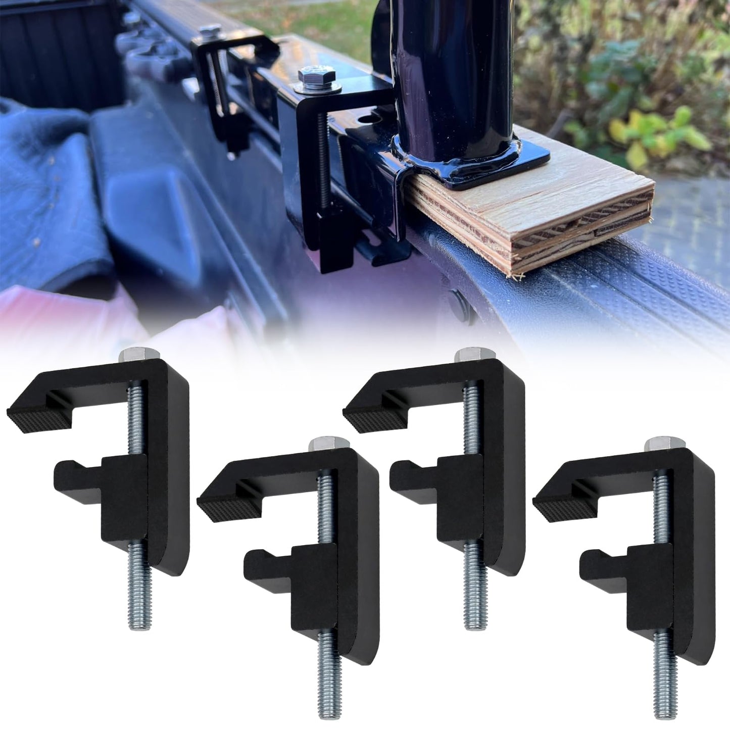RYANSTAR RACING Utility Track System Mounting Clamp Compatible with Toyota Tacoma/Tundra Truck Cap/Camper Shell, Set of 4 - Black